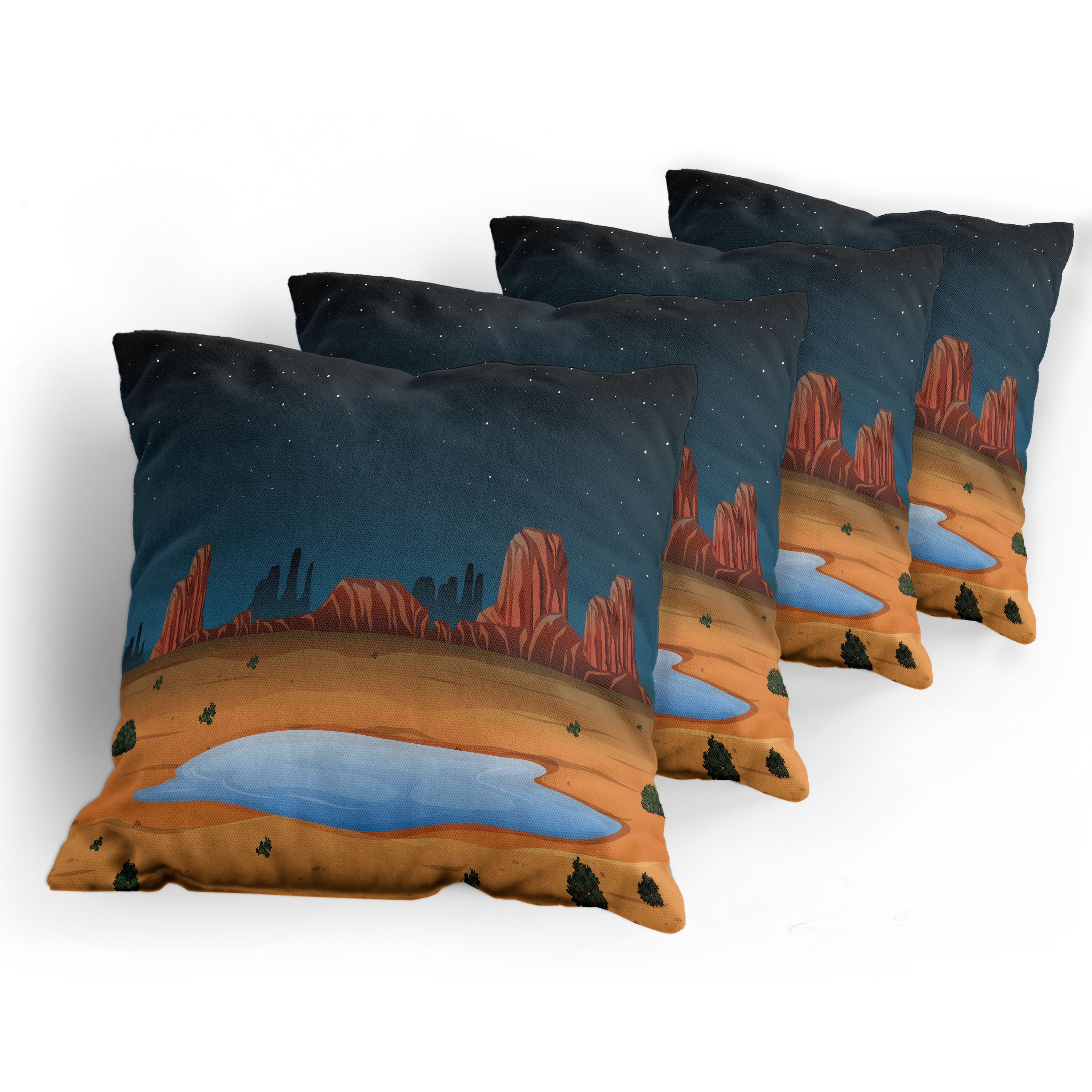 Landschaft (4 Sternenhimmel Accent Oase Modern Arizona Stück), Kissenbezüge Digitaldruck, Doppelseitiger Abakuhaus