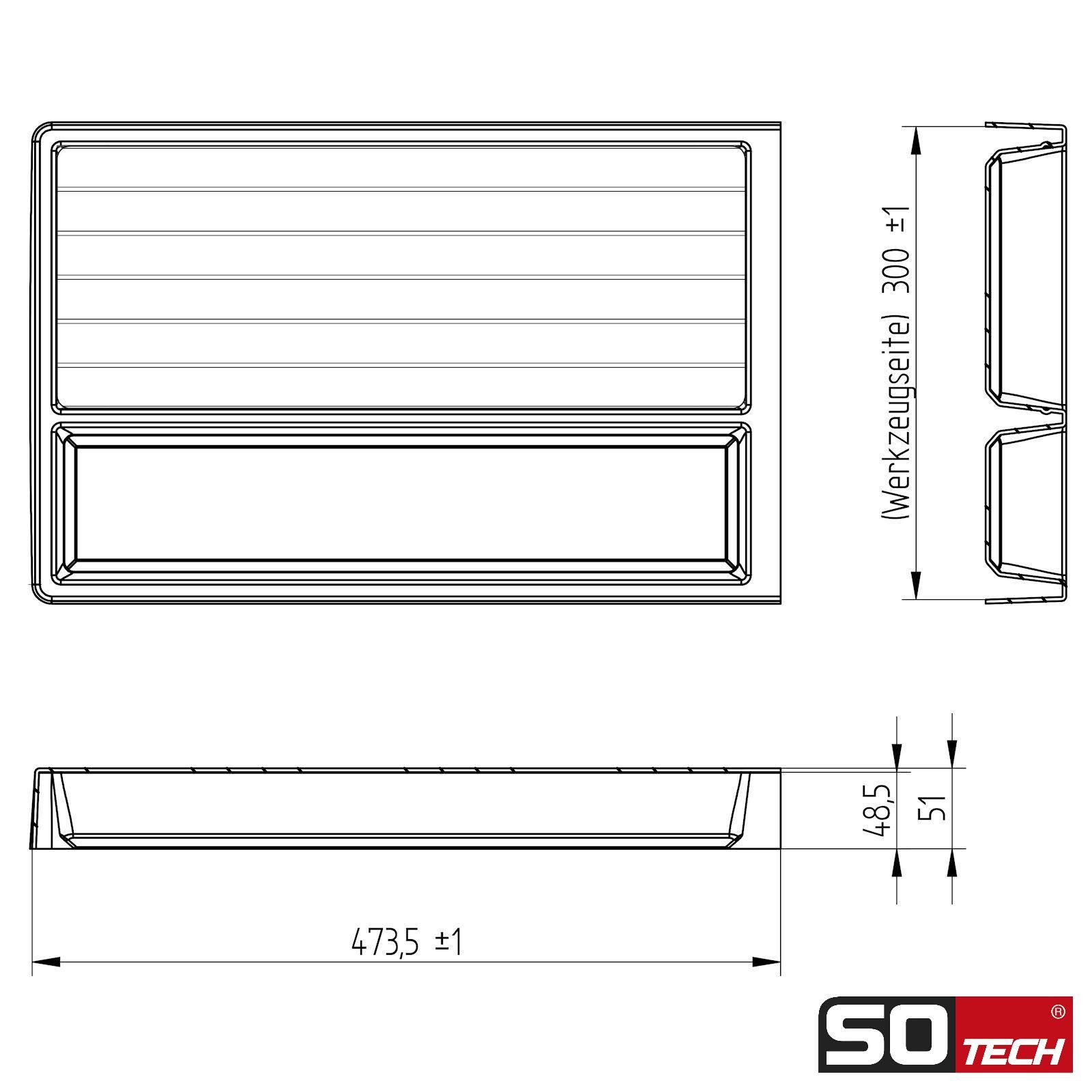 SO-TECH® Schubladeneinsatz SEPARADO Individual (300 x 474 x 51 mm) ab 40cm Schrankbreit (1 St), Mehrzweckeinsatz schiefergrau genarbt inkl. Bambus Gewürzeinsatz – Bild 4 von 5