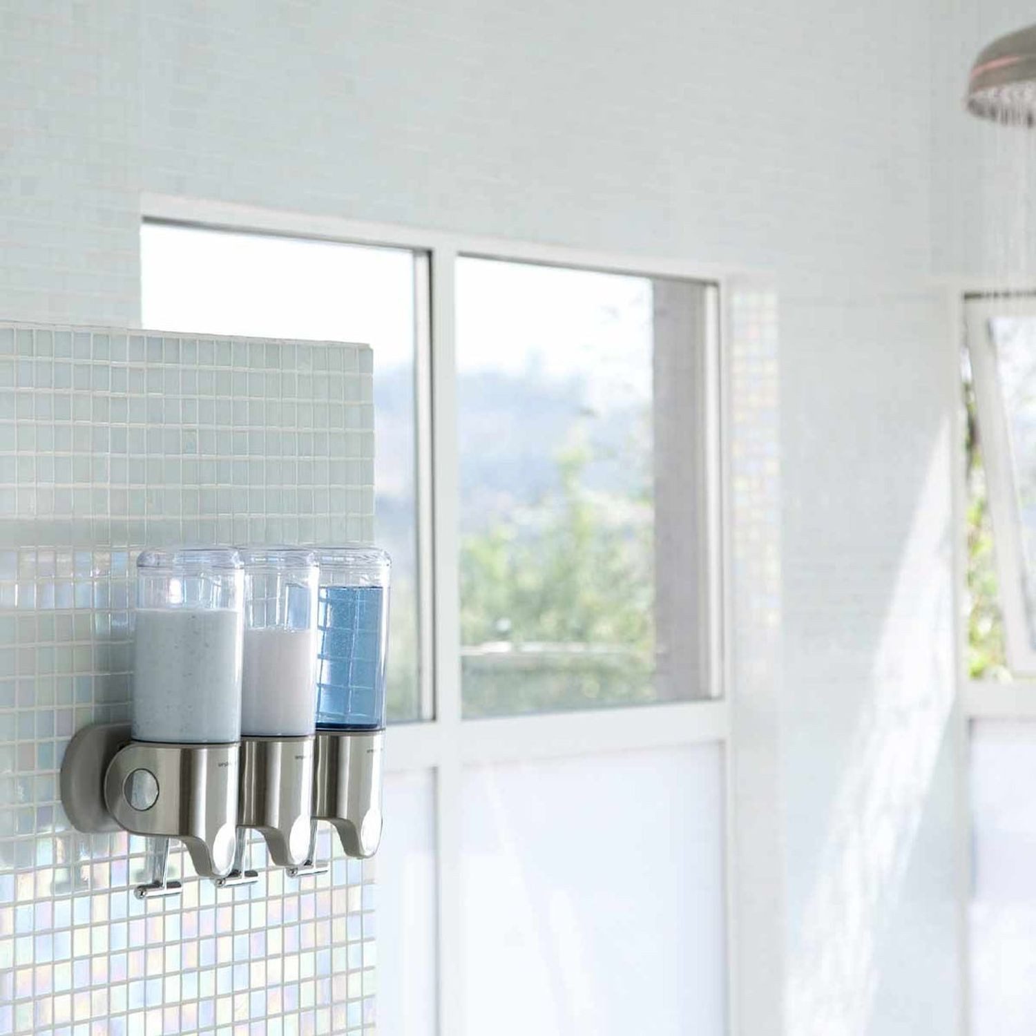 simplehuman Seifenspender Dreifach-Spender mit Wandhalterung 444 ml Edelstahl