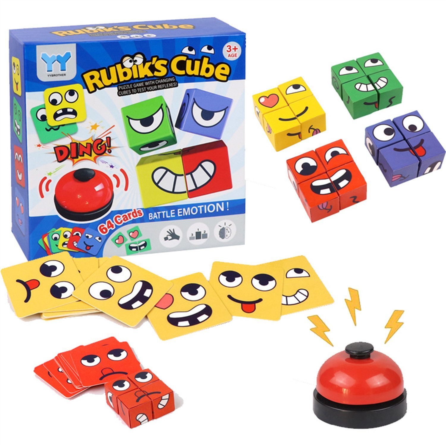 feinlux Würfelpuzzle Würfelpuzzle Ausdruck Spielzeug Würfelpuzzle, 16 Puzzleteile, Einfache Spielweise, hohe Interaktivität