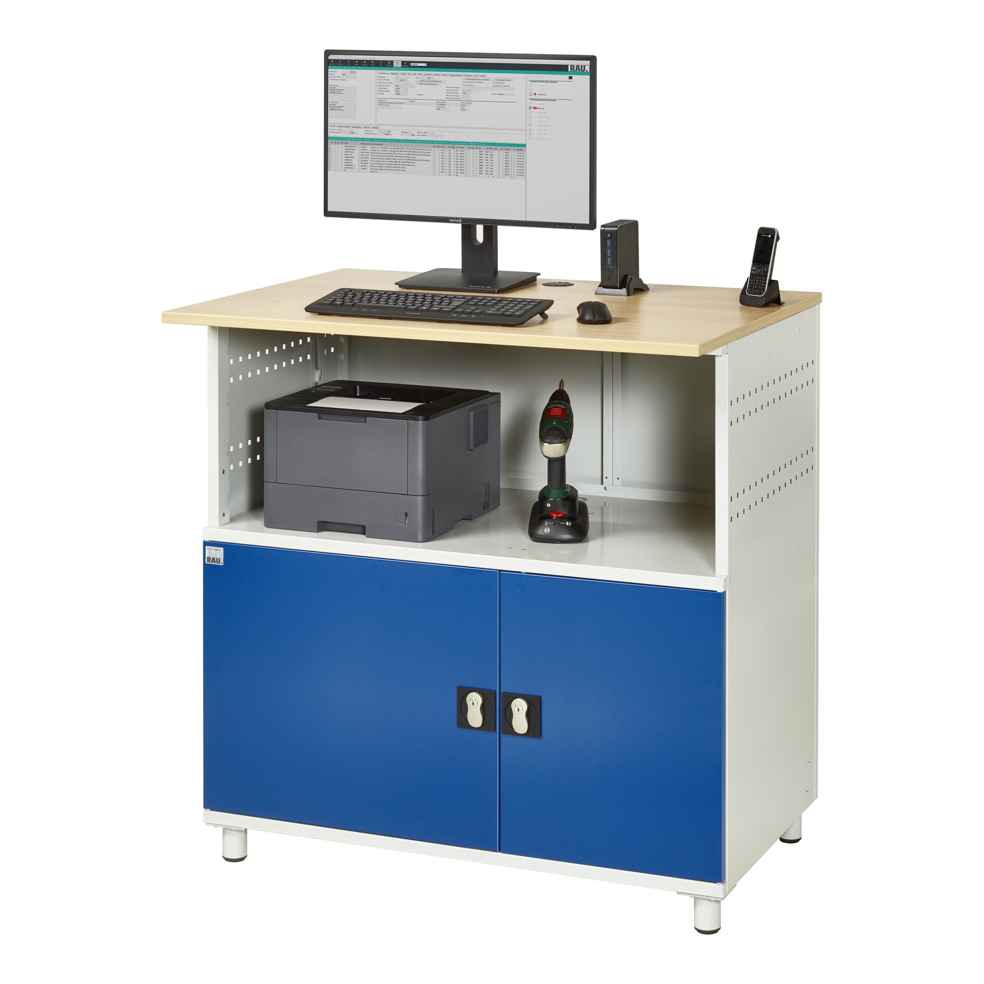 RAU Werkzeugschrank Rau Computer-Tisch ohne Monitorengehäuse stationär BxTxH 1100x800x1100