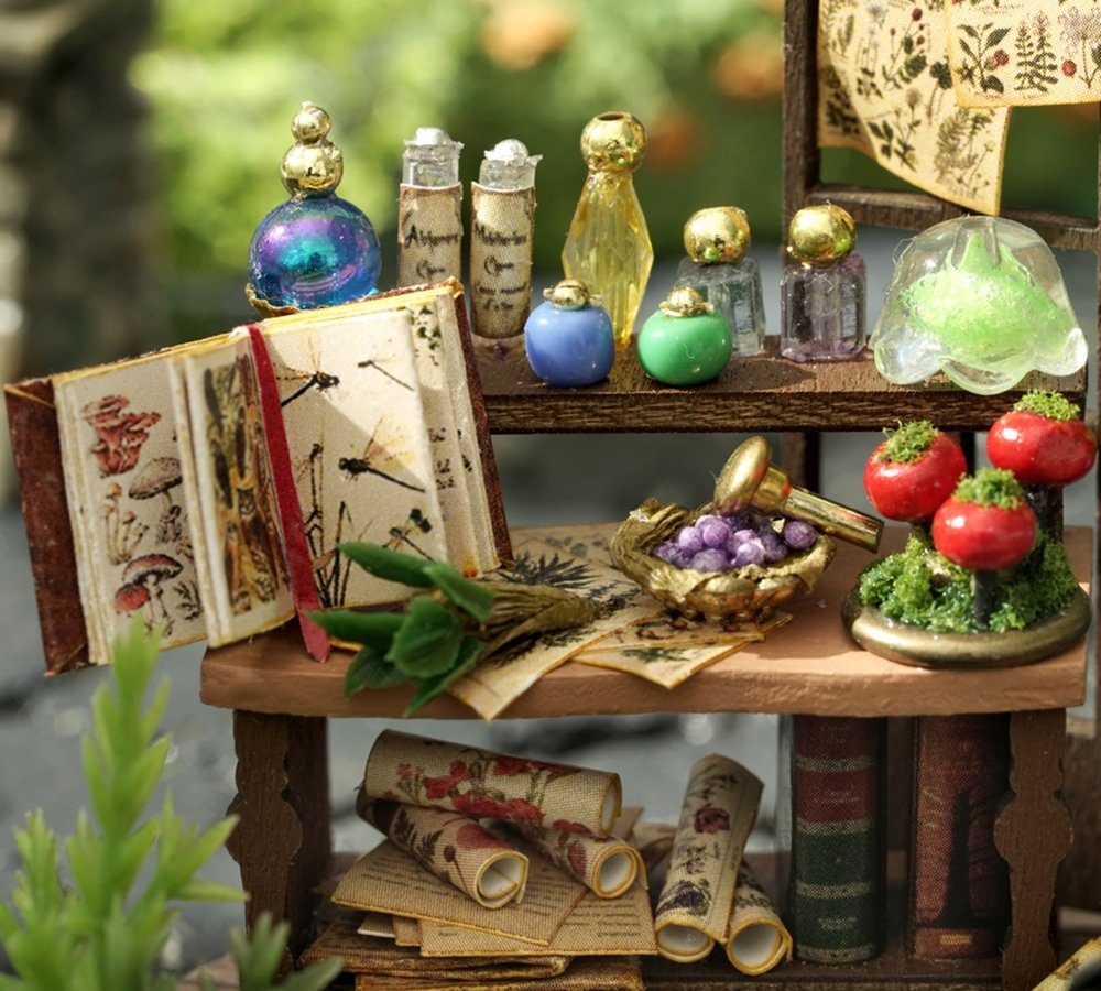 CUTEROOM DIY Miniatur Puppenhaus Modellbausatz – Holz 3D Puzzle, Mit Möbeln & LED-Beleuchtung, Für Erwachsene & Kinder