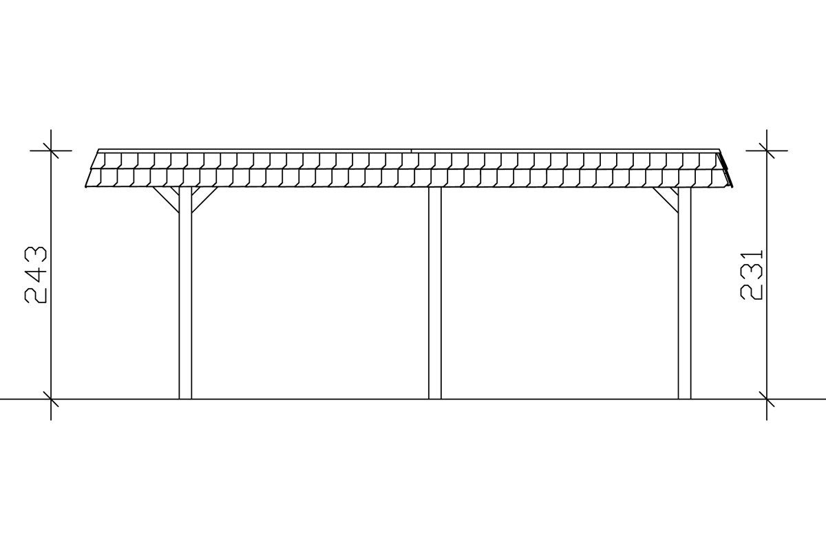 Skanholz Einzelcarport Wendland, BxT: 362x628 206 hellbraun cm Einfahrtshöhe cm