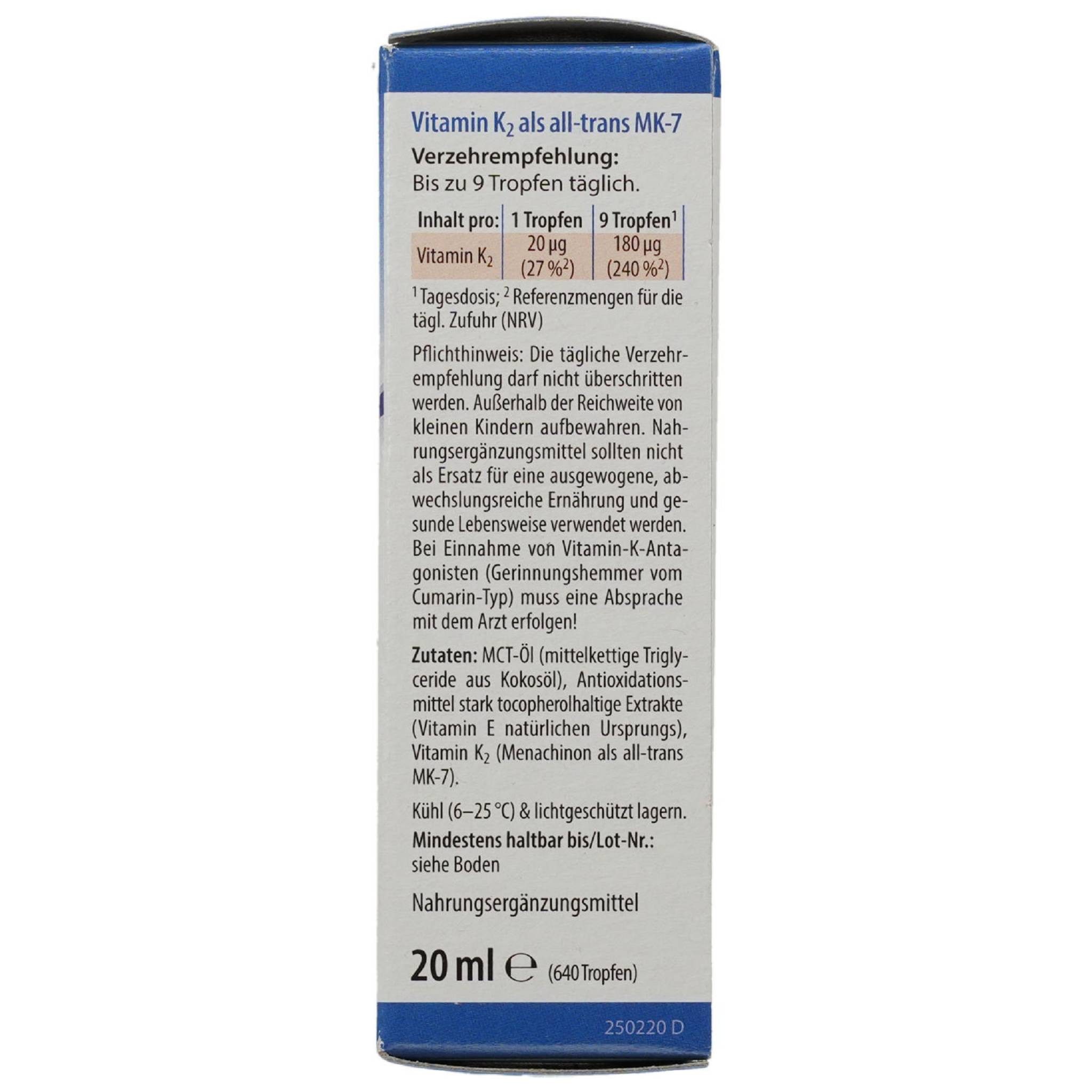 Dr. Jacob's Medical VITAMIN K2 ÖL Vit.K als MK7 Dr.Jacob's Tro.z.Einn. Tropfen