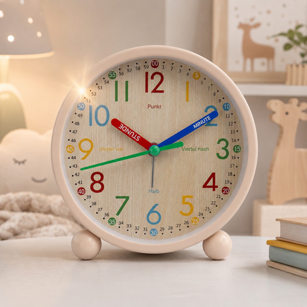 K&L Wall Art Tischuhr Kinder Tischwecker Junge Mädchen Tischuhr Kinderzimmer leises Uhrwerk, Kinderwecker mit Licht und Alarmfunktion