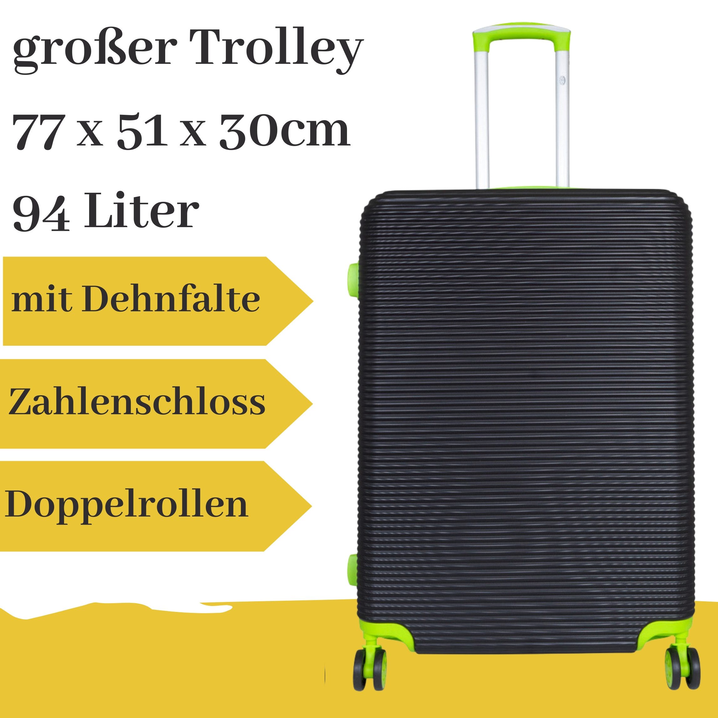 MONOPOL® Hartschalen-Trolley großer ABS Hartschalentrolley Santorin schwarz grün
