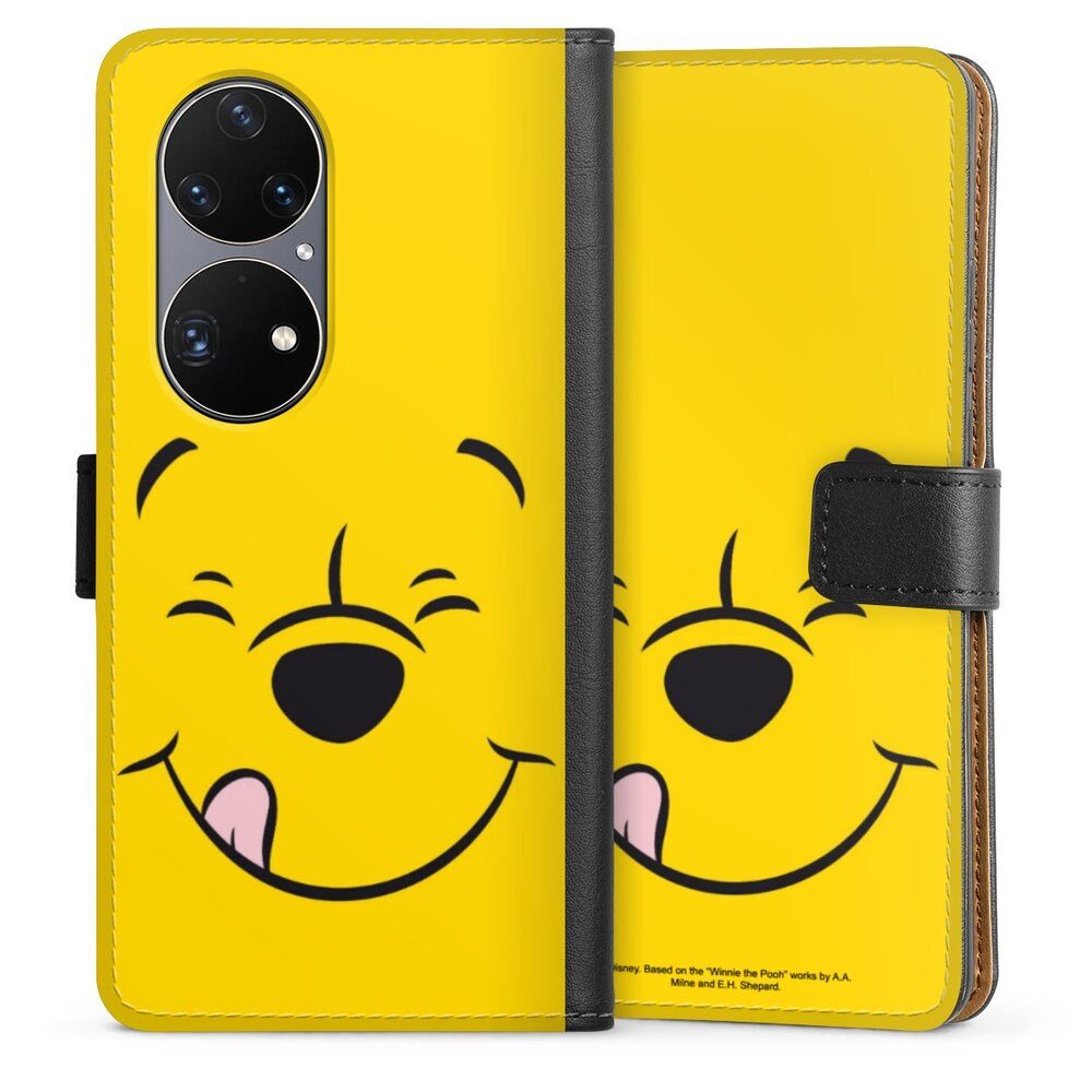 DeinDesign Handyhülle Winnie Puuh Offizielles Lizenzprodukt Disney Puuh Closeup, Huawei P50 Pro Hülle Flip Case Klapphülle Handytasche Leder