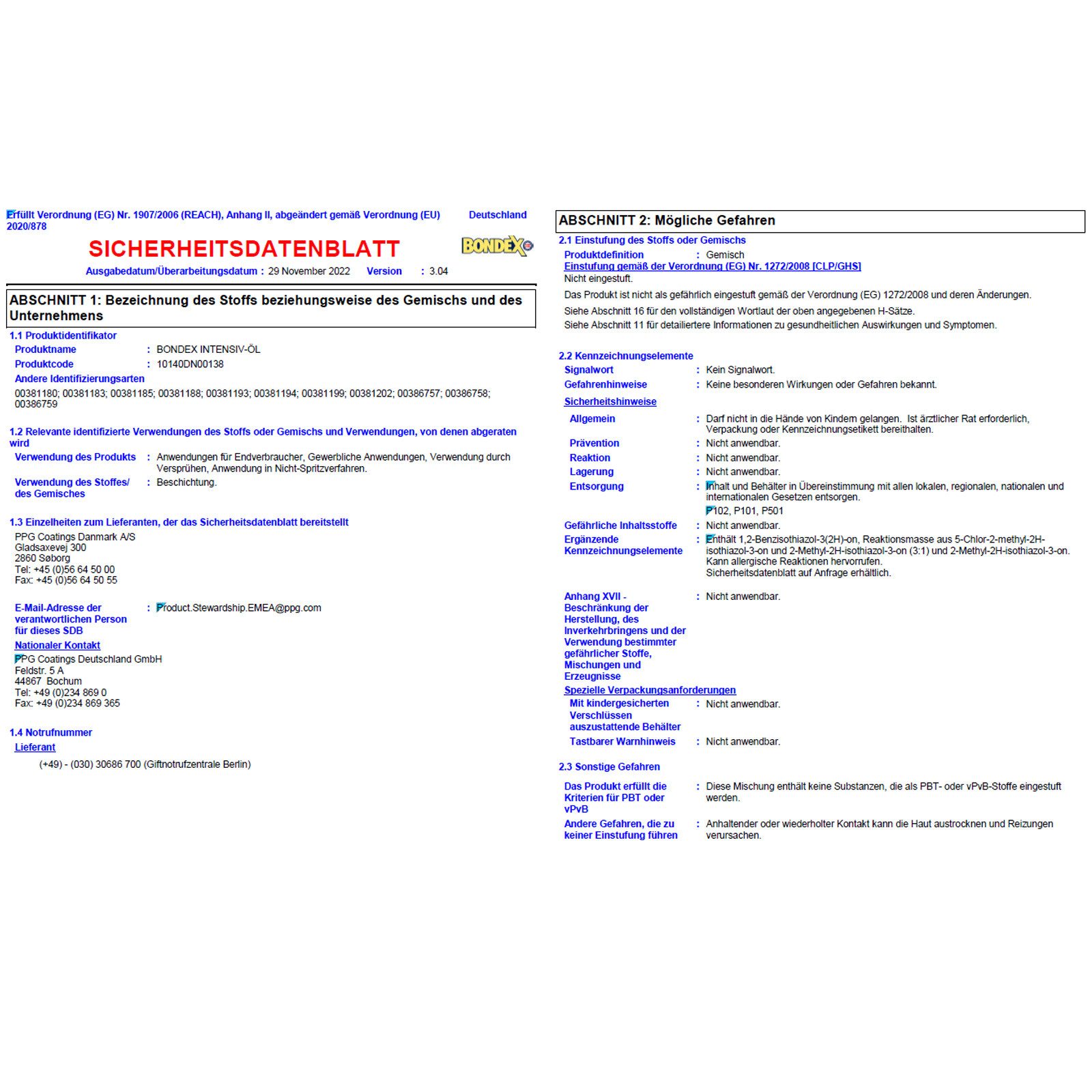 Bondex Holzöl Intensivöl - 0.75 Ltr