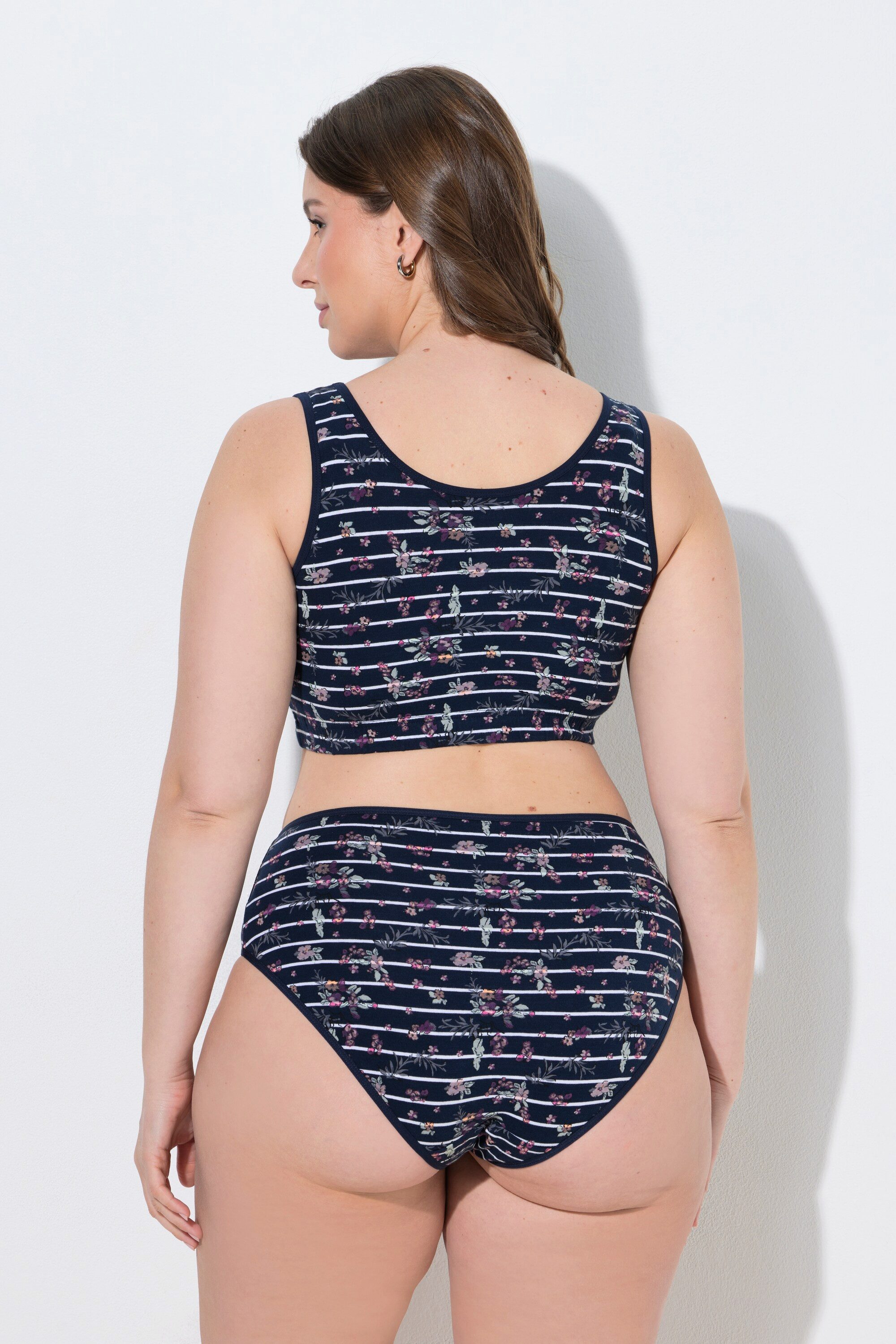 Ulla Popken Bustier Bustier Ringel/Blüten Rundhalsausschnitt