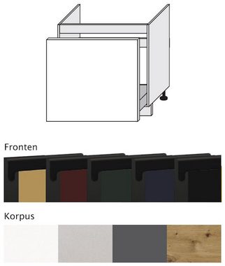 Feldmann-Wohnen Spülenunterschrank Velden (1-St) 80cm Front- & Korpusfarbe wählbar grifflos 1 Schublade (Vollauszug)