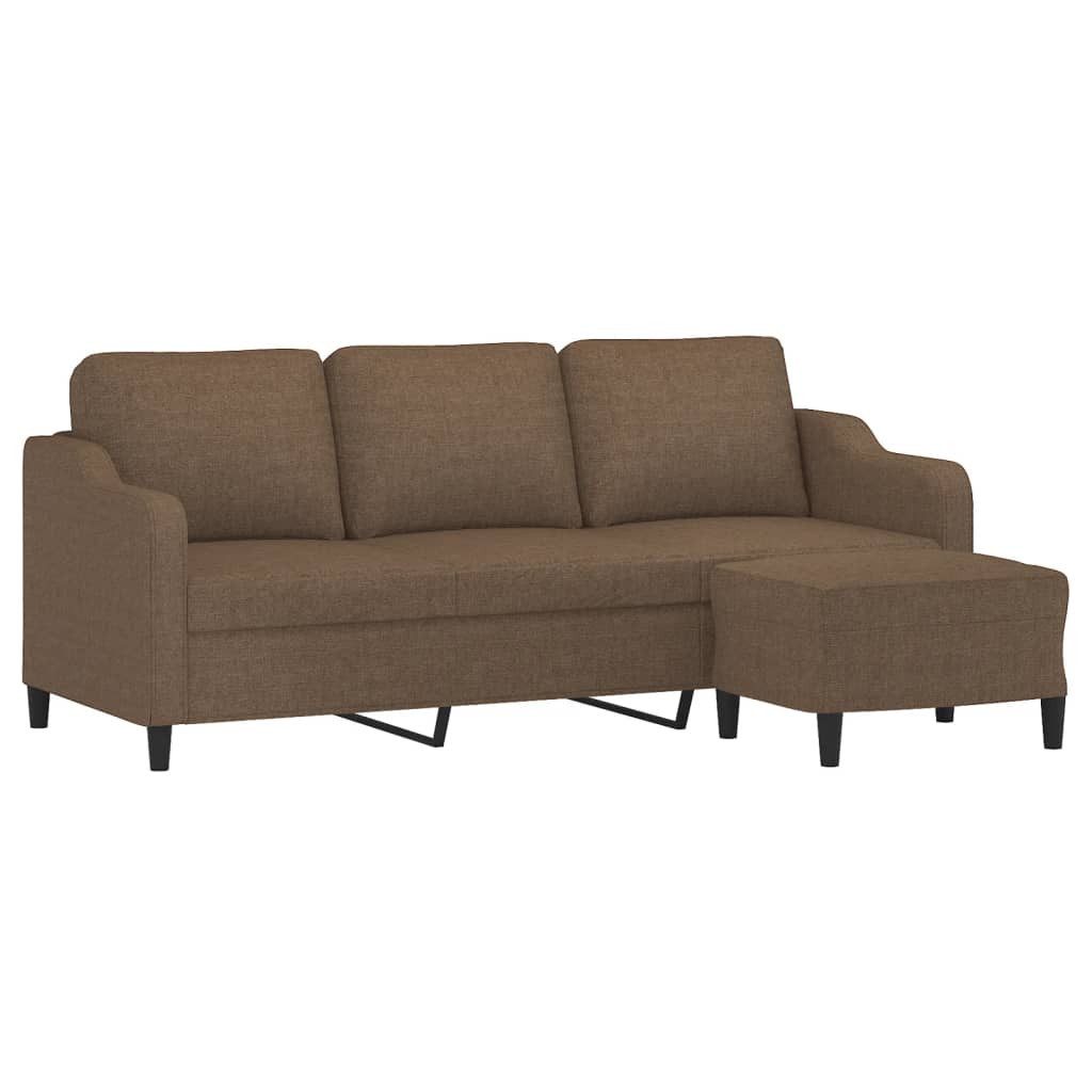 vidaXL Sofa 3-Sitzer-Sofa mit Hocker Braun günstig online kaufen