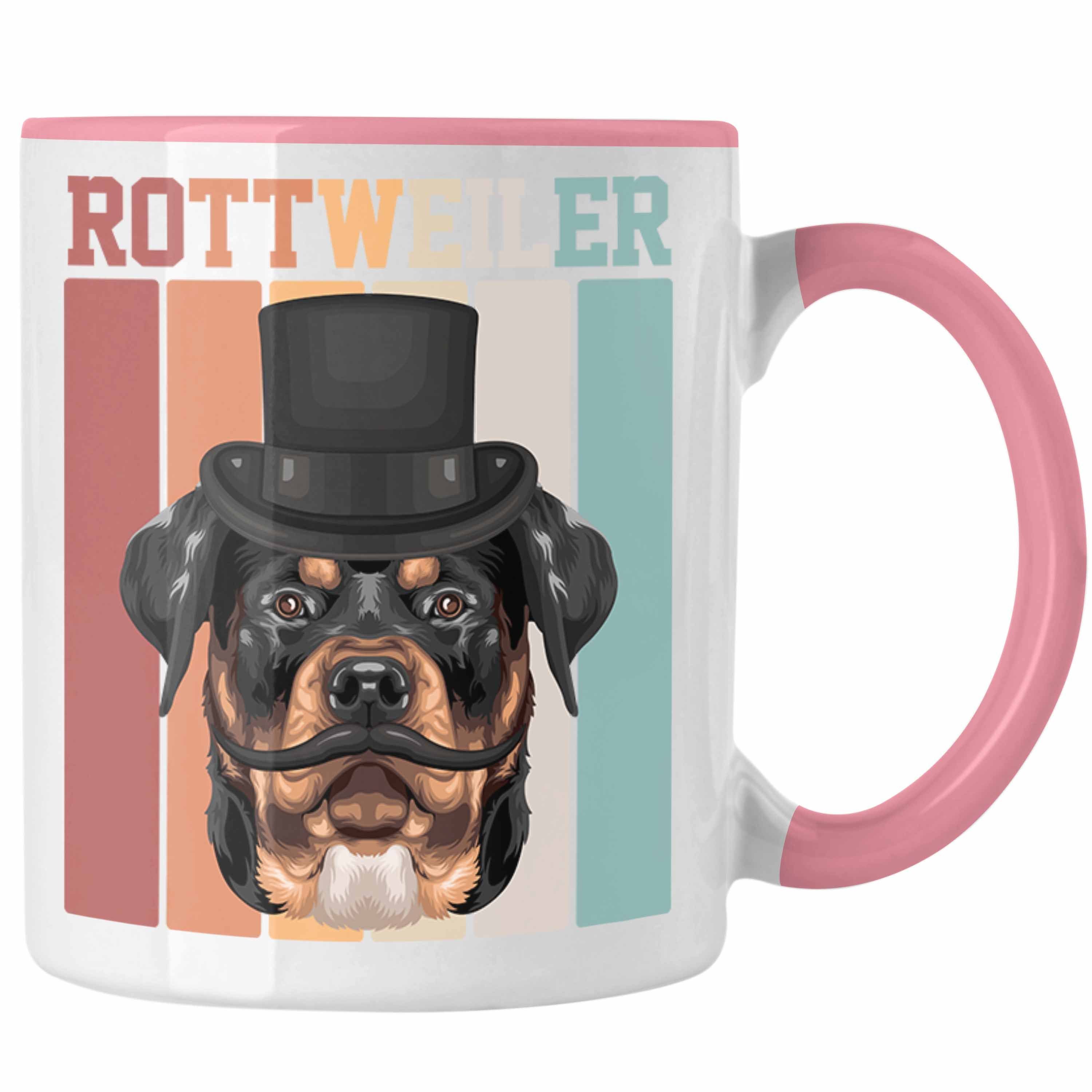 Trendation Tasse Rottweiler Besitzer Tasse Geschenk Lustiger Spruch Geschenkidee Retro Rosa