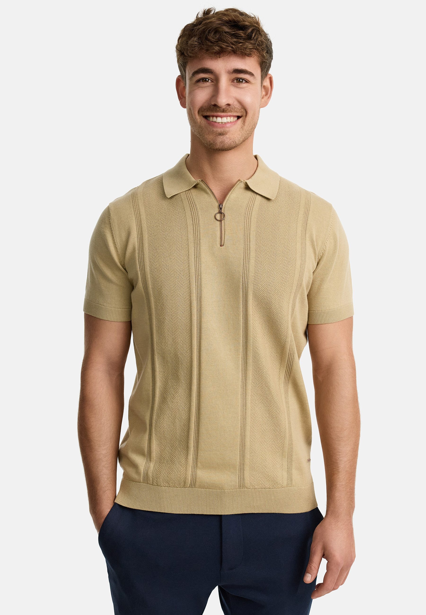 Indicode Poloshirt Herren INSago Polo Shirt Herrenshirt Kurzarm-Poloshirt mit Reißverschluss