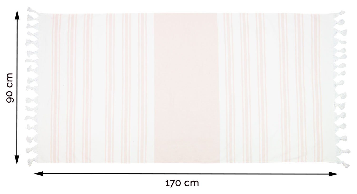 beige-weiß cm, Baumwolltuch (1-St), vom Hotelwäschespezialisten Fransen, x 100% 90 170 mit ZOLLNER Baumwolle, Hamamtuch,