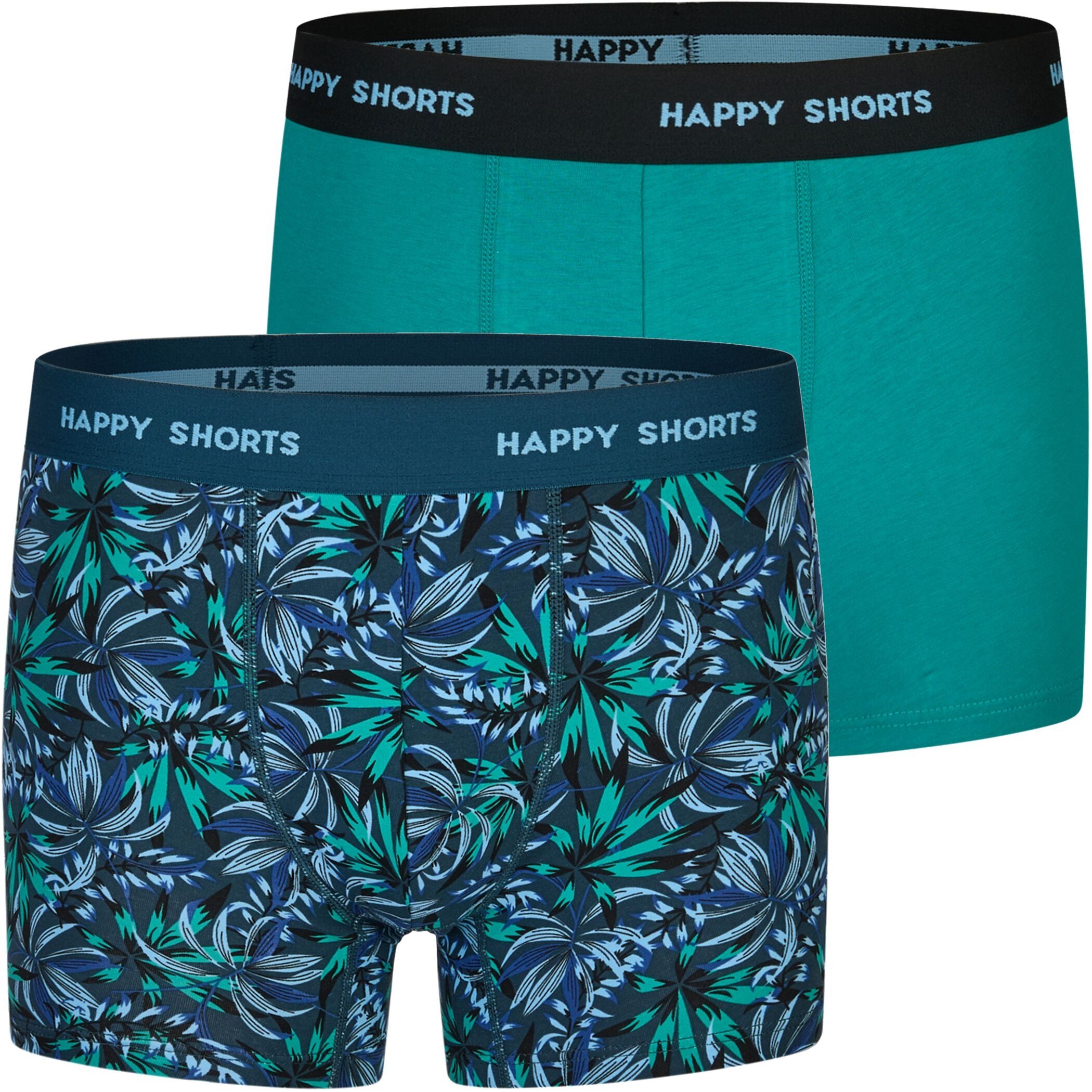 HAPPY SHORTS Trunk 2 Happy Shorts Jersey Trunk Herren Boxershorts Pant Palme Grün (1-St)