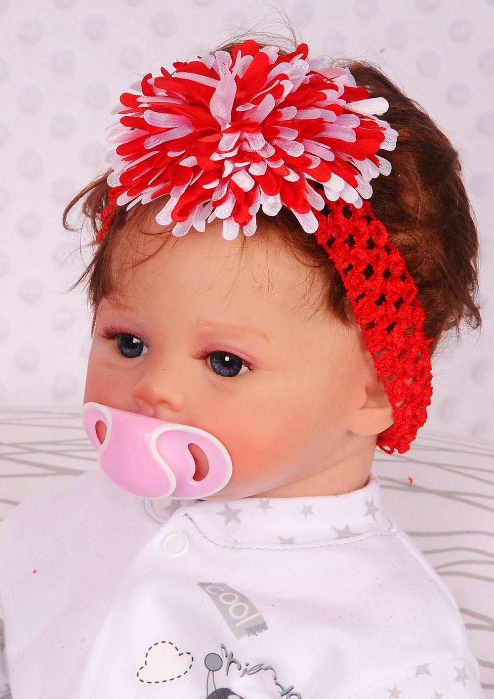 Stirnband Stirnband Kopfband Baby 10 ab 0Mon Rot Kopfschmuck Nr. elastisch Rot und Kinder in