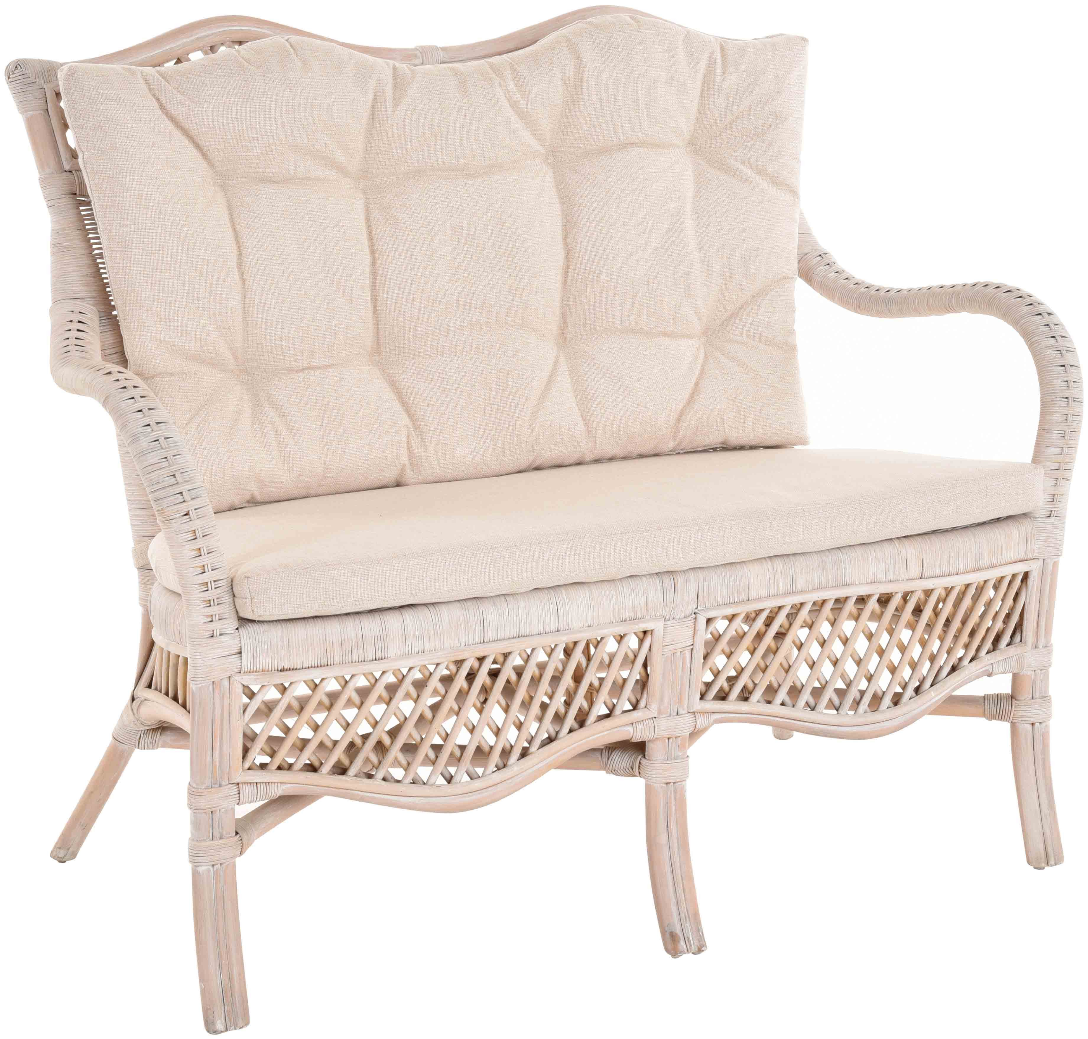 Krines Home Loungesofa Rattan Zweisitzer Bank Orleans Küchenbank Wintergarten Sofa Bank, Wintergartenbank
