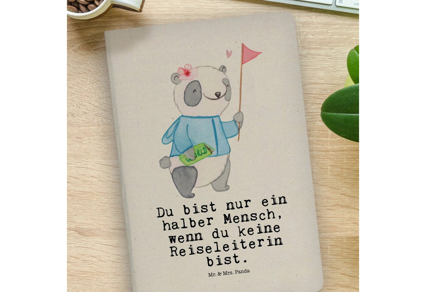 Thumbnail - Mr. & Mrs. Panda Notizbuch Reiseleiterin Herz - Transparent - Geschenk, DIN A4 Skizzenbuch, DIN Mr. & Mrs. Panda, Langle...