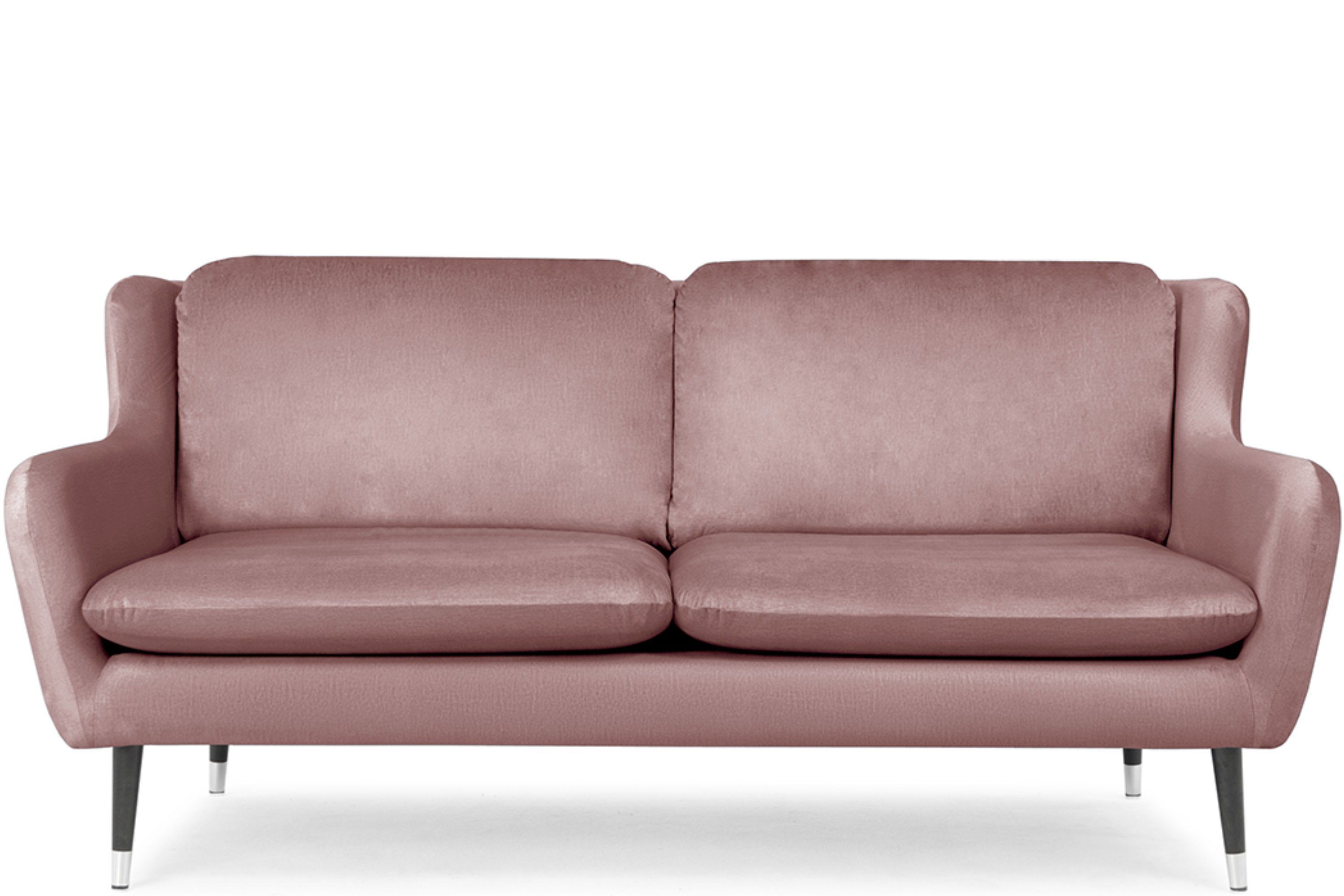 Konsimo Sofa AFOS Sofa 3 Sitzer, wasserabweisender Oberstoff, auf hohen schwarz lackierten Holzbeinen rosa | rosa