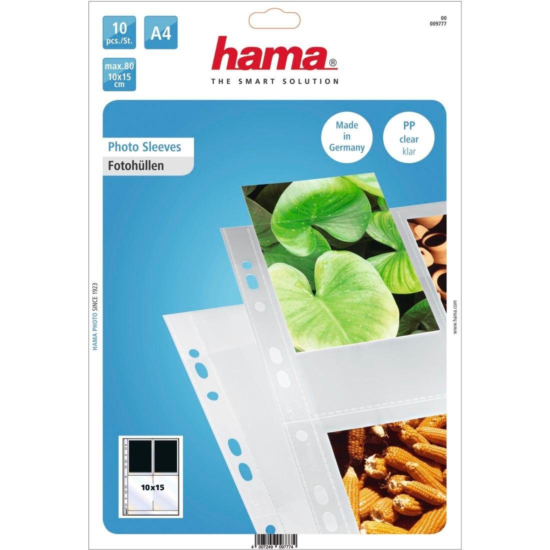 Hama Foto-Hülle Foto-Hüllen, DIN A4, 4-8 Fotos im Format 10x15 cm, klar, 10 Stück