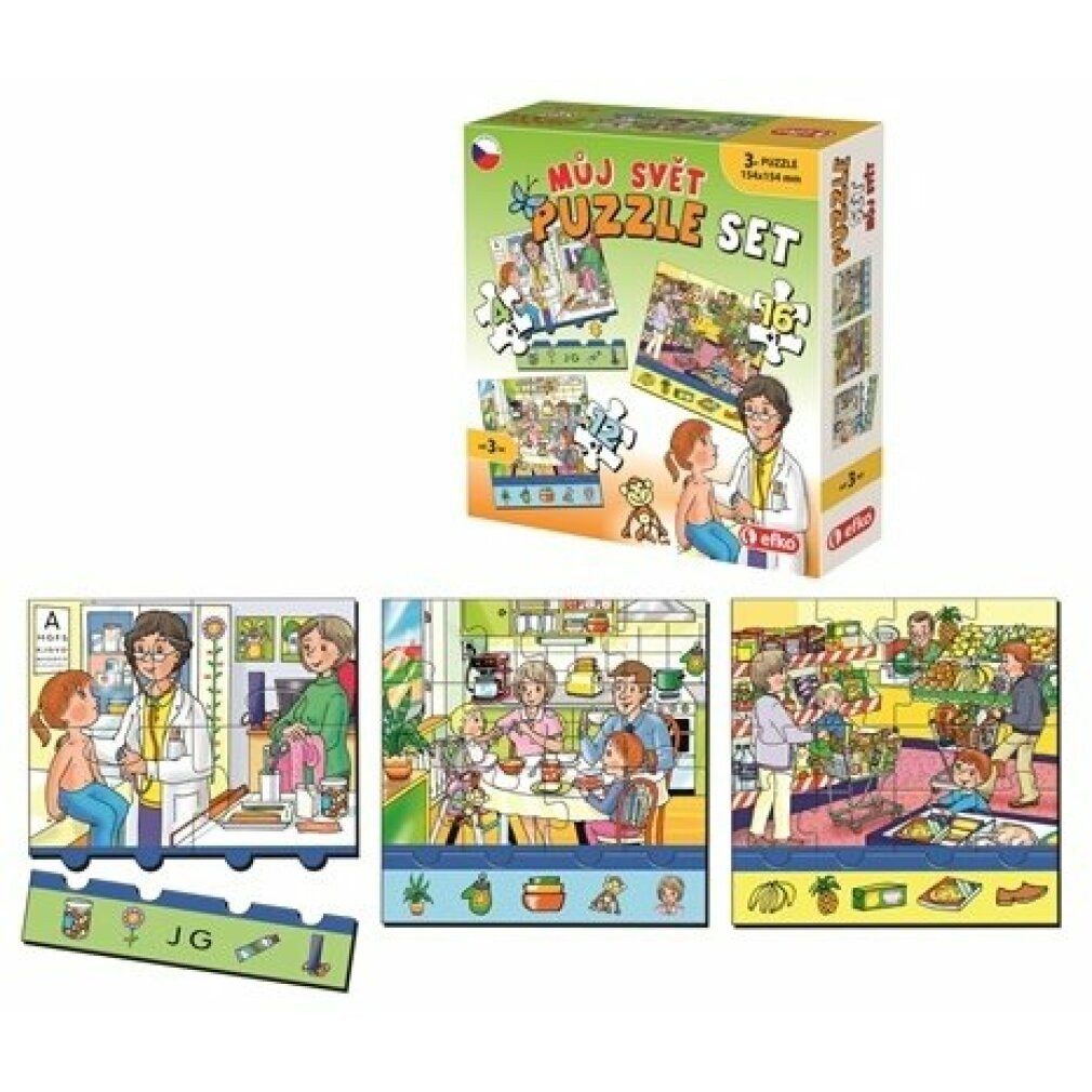 EFKO Puzzle Puzzle Meine Welt 3in1 (4,12,16 Teile), Puzzleteile