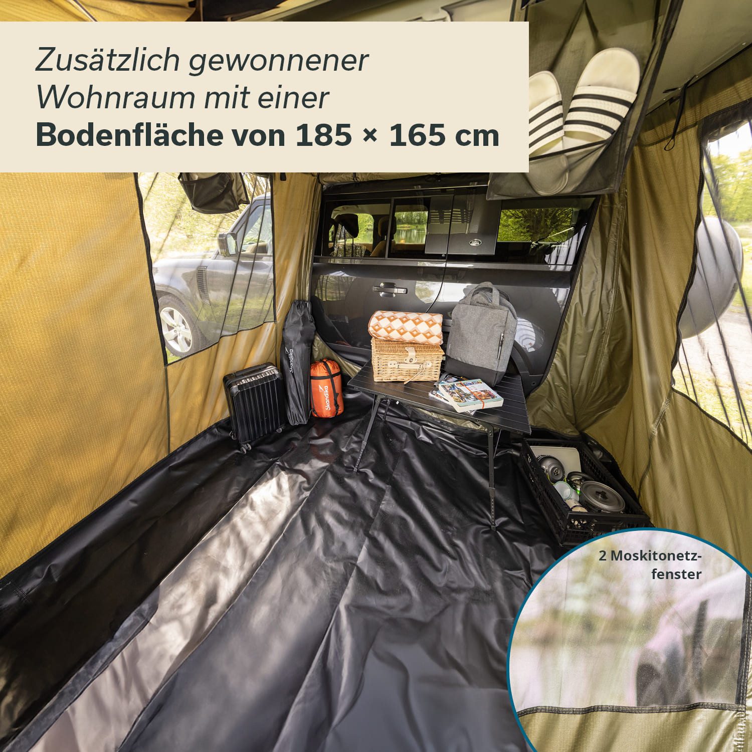 Skandika Dachzelt Freeland 3, Autodachzelt für 2-3 Personen, Vorzelt für Autozelt, (Zeltboden wannenförmig, abtrennbar (mit Rundum-Reißverschluss), Softcover, wasserfest 2500 mm, Eingang und Fenster mit Moskitonetz