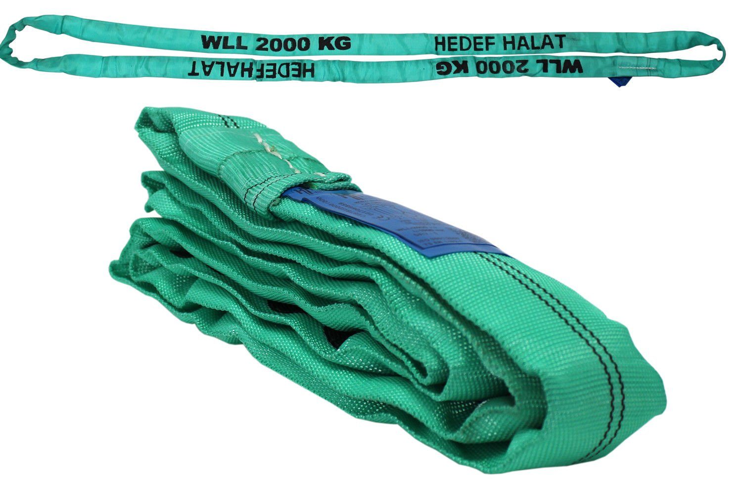 HEDEF HALAT Rundschlinge 2000kg Tragkraft, 5m Umfang, endlos Polyesterkern, Grün Hebeband