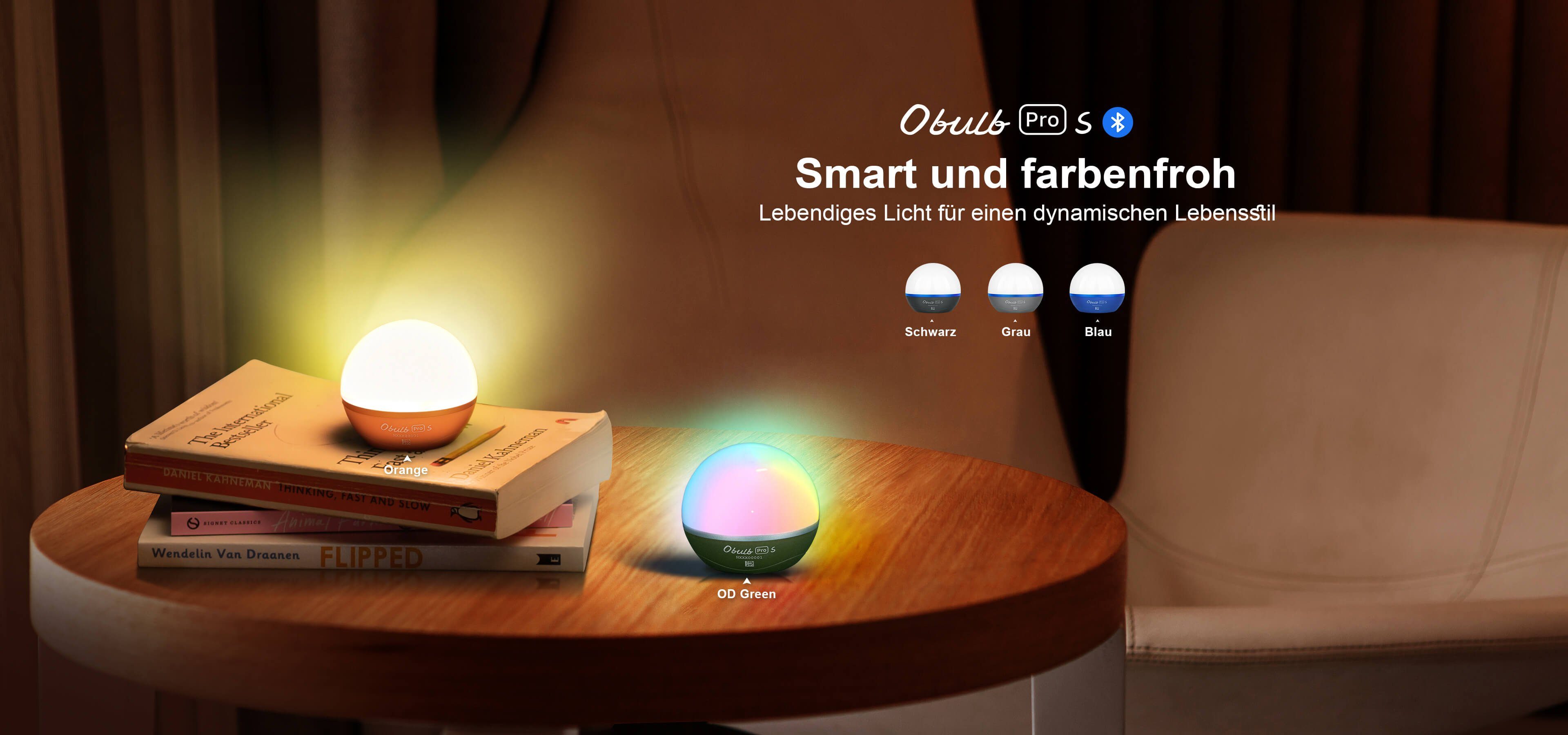 Pro Dynamische Obulb OLIGHT Farbenfrohe und S mit Lichtkugel Orange Nachtlicht App-Steuerung