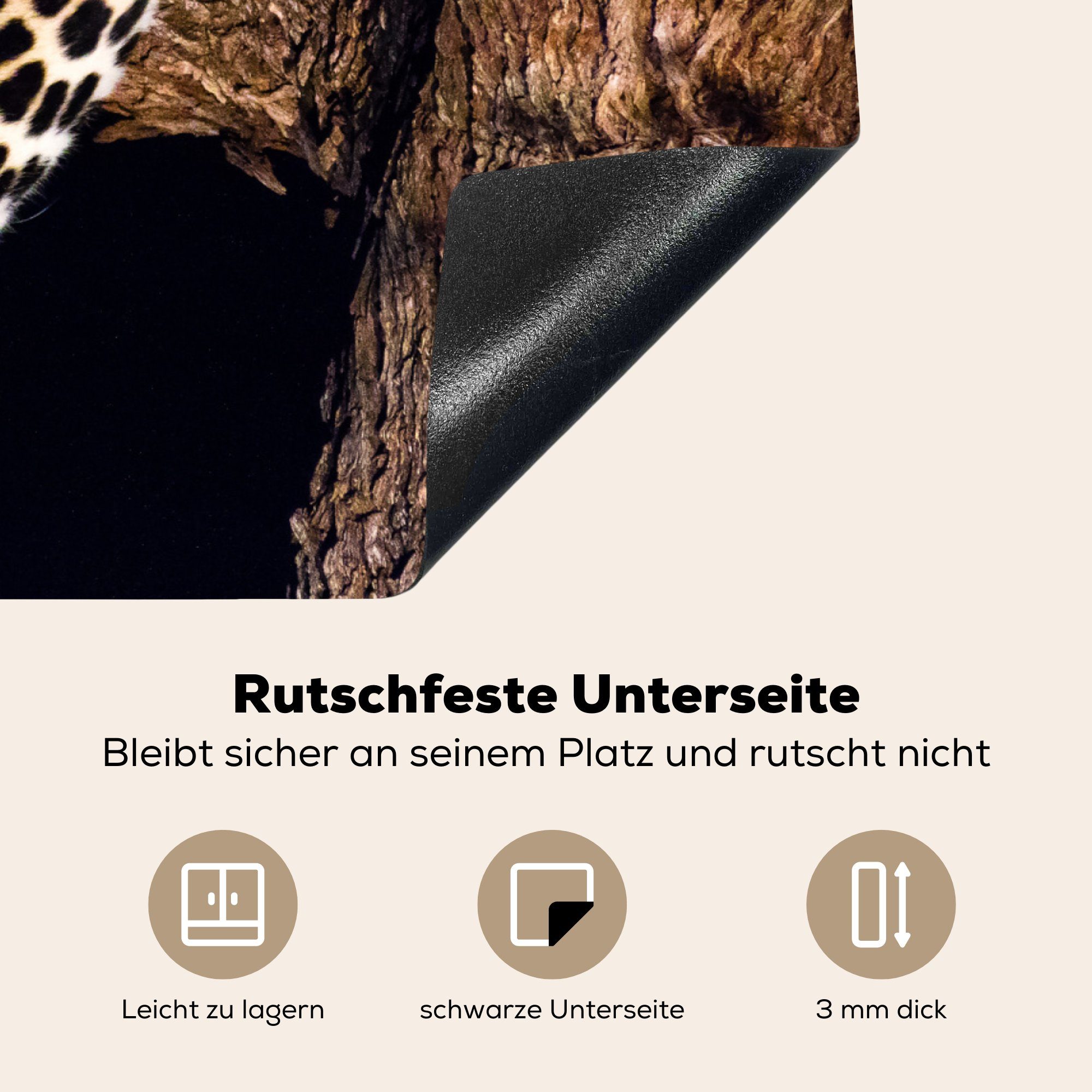 - Induktionskochfeld die Herdblende-/Abdeckplatte tlg), cm, MuchoWow (1 Vinyl, Schutz Panther Ceranfeldabdeckung - Tiere, für Baum 71x52 küche,