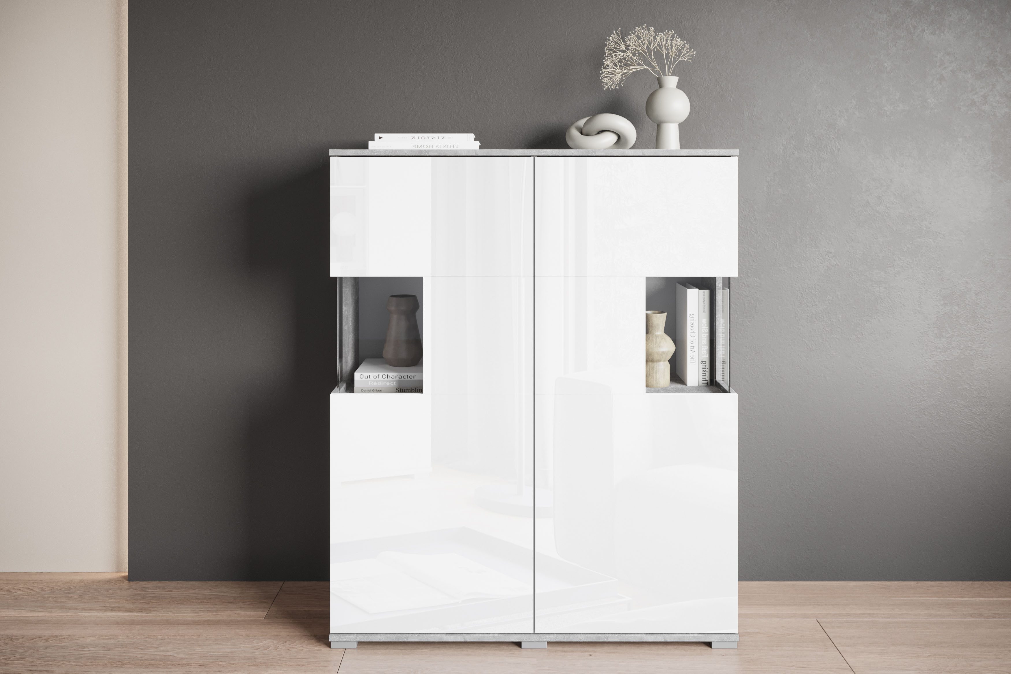 INOSIGN Highboard Kenia (1 St), Modernes Highboard mit Glastüren, Breite 100 cm