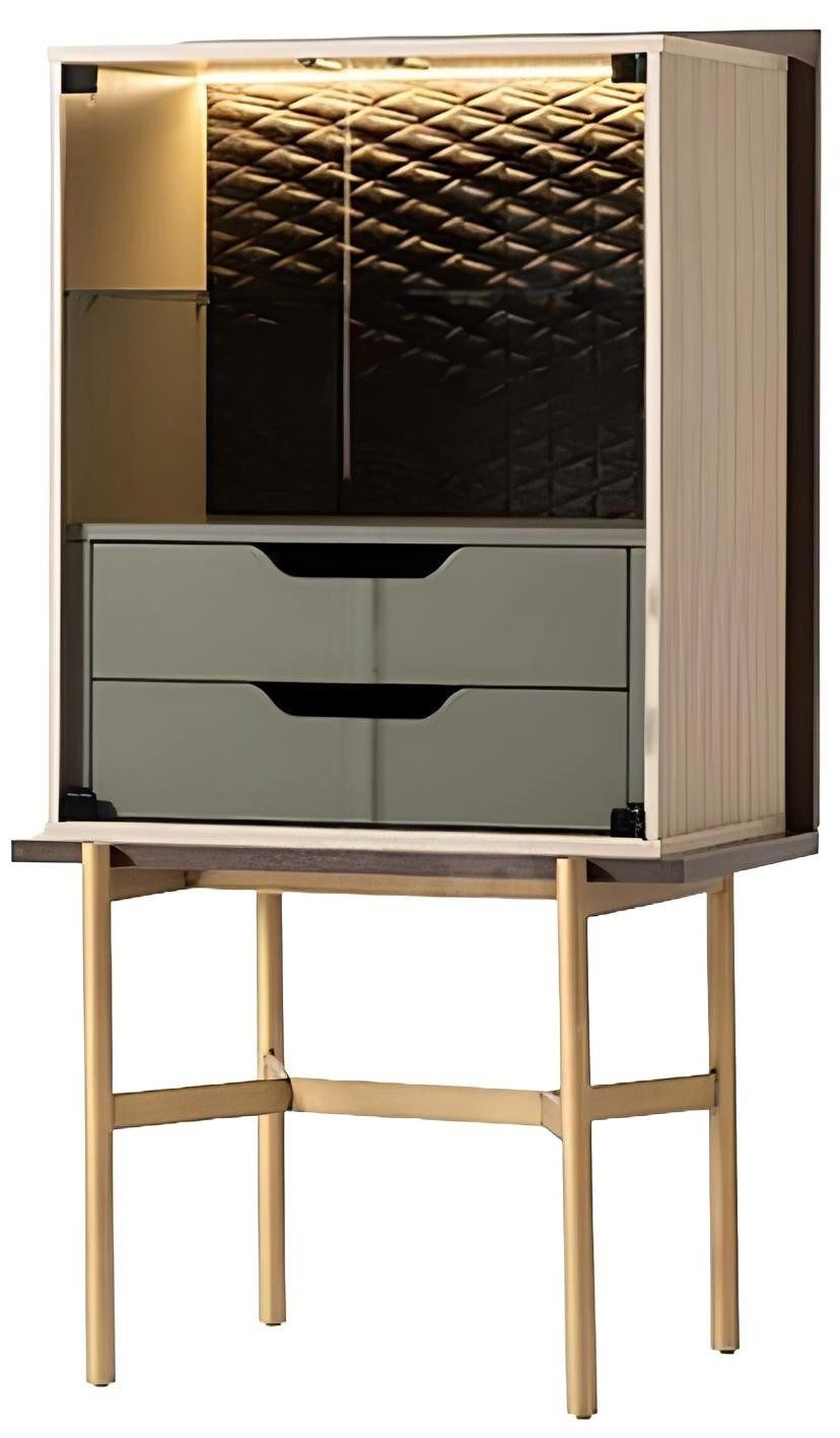 Xlmoebel Vitrine Beistellschrank aus Holz in Beige mit Stauraum und Vitrine (1-St., Vitrine) Hergestellt in Europa