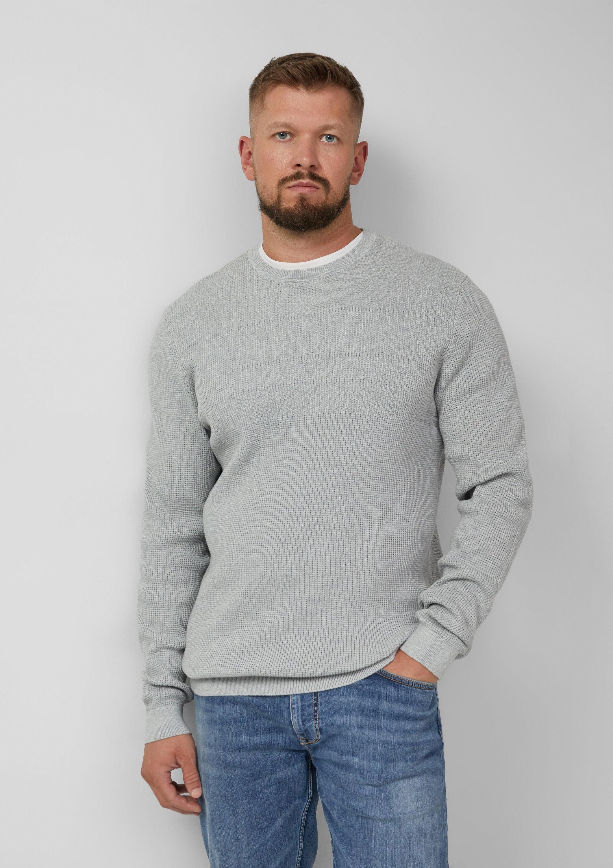 s.Oliver Longpullover Strickpullover Strukturmix-Pullover aus reiner günstig online kaufen