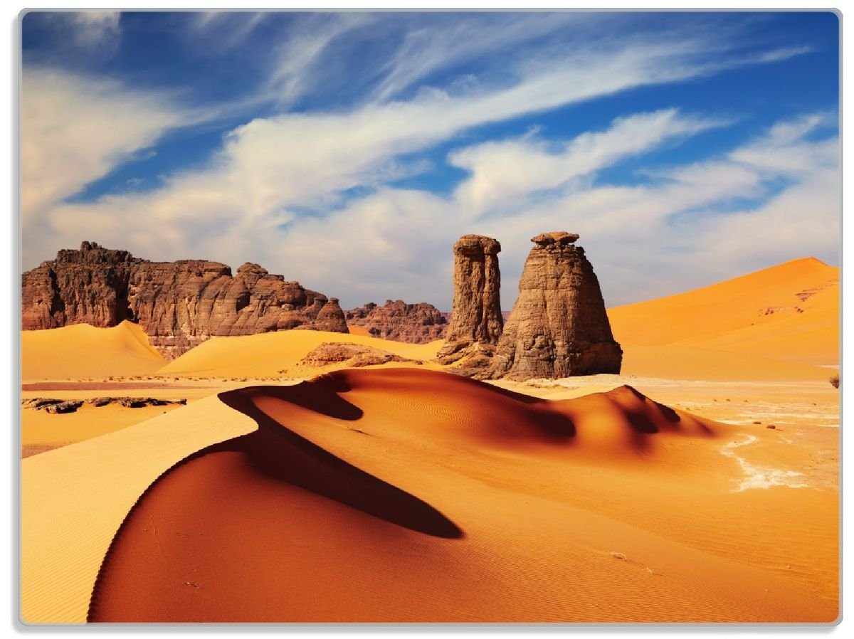 30x40cm (inkl. in und Gummifüße Wallario 4mm, 1-St), Wüste, Schneidebrett rutschfester der Sahara Felsen Sand ESG-Sicherheitsglas,