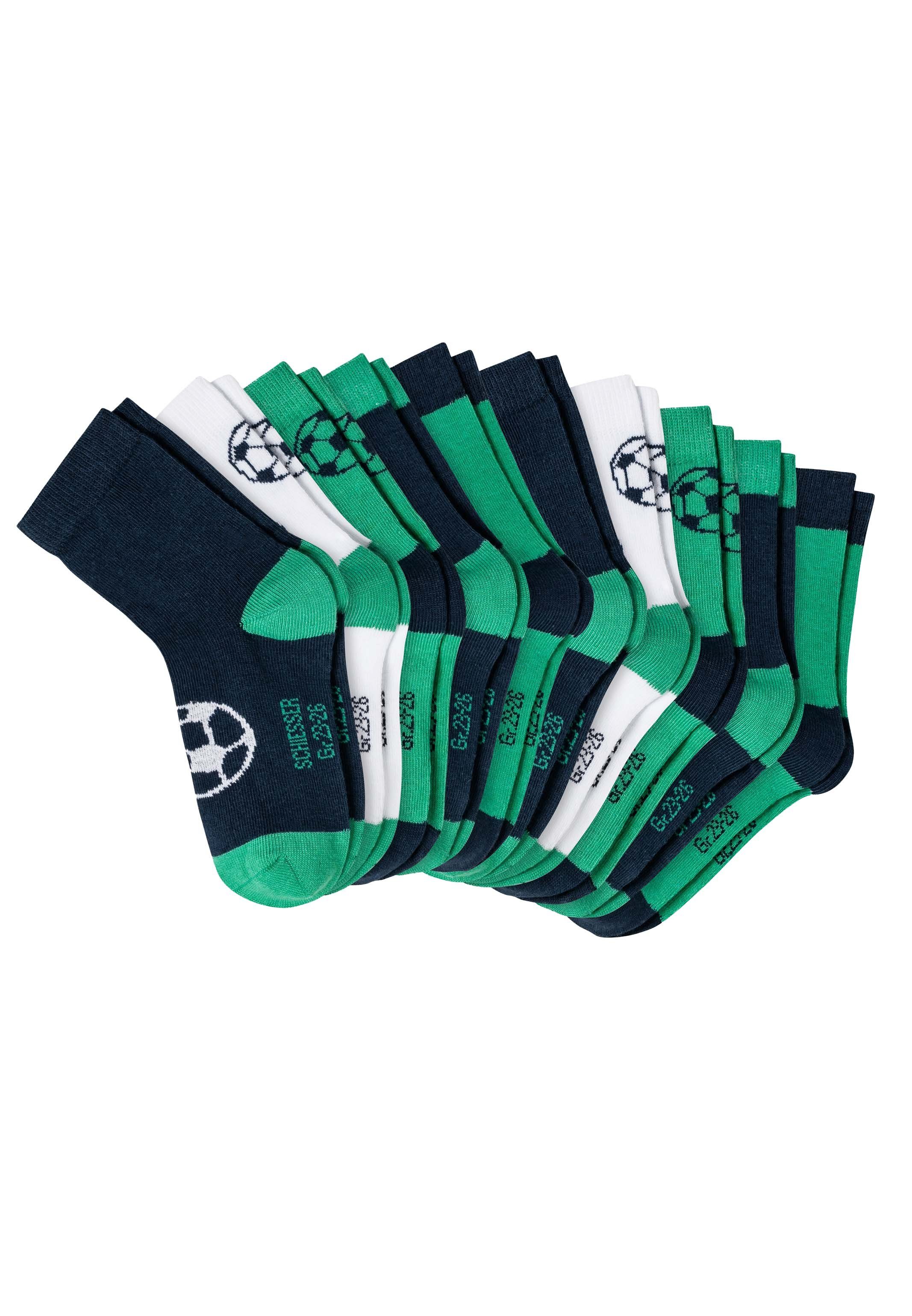 Schiesser Langsocken 10 10-Paar) - Paar - (Spar-Set, Fußball - Kindersocken Baumwolle