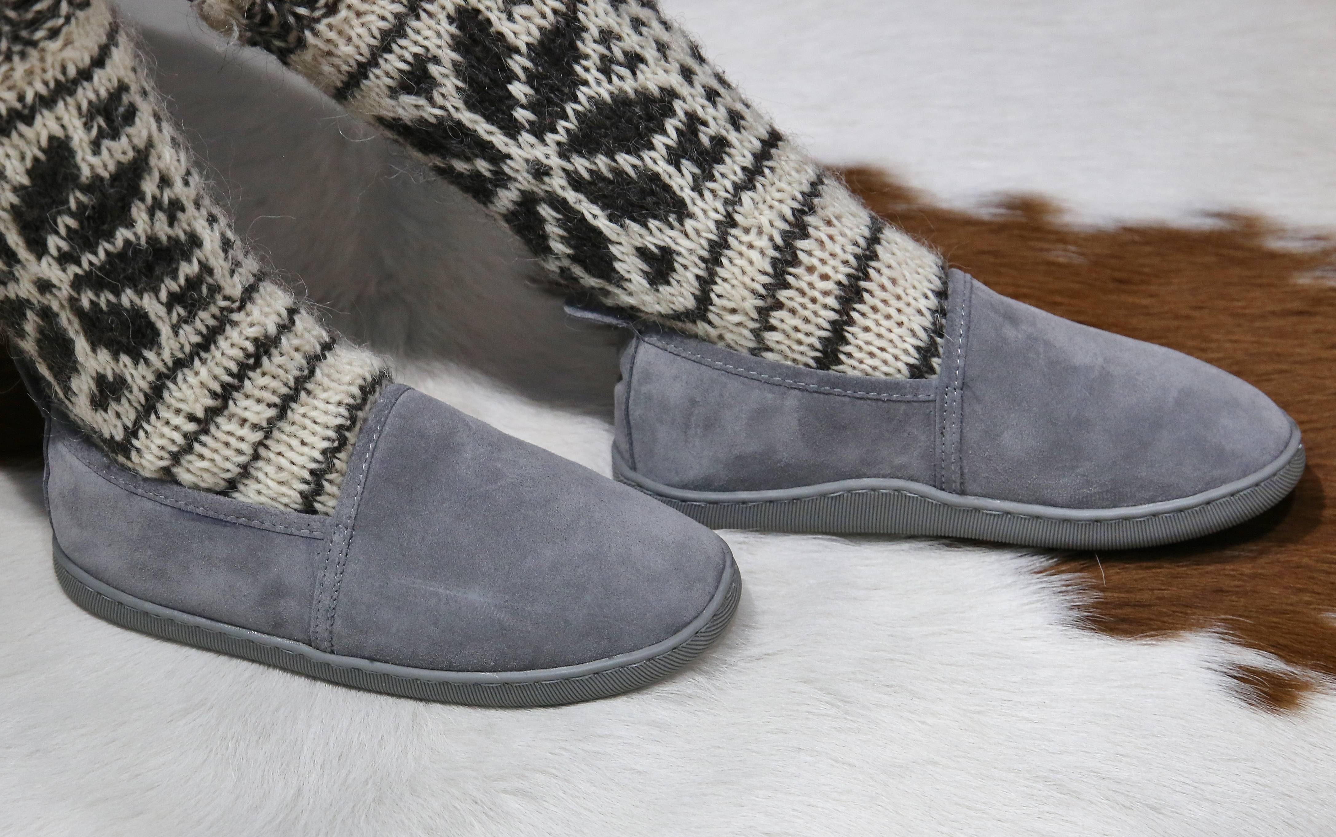 Hollert Hausschuh Unisex Hüttenschuhe Hubert gefüttert Echtleder Merino Schaffell