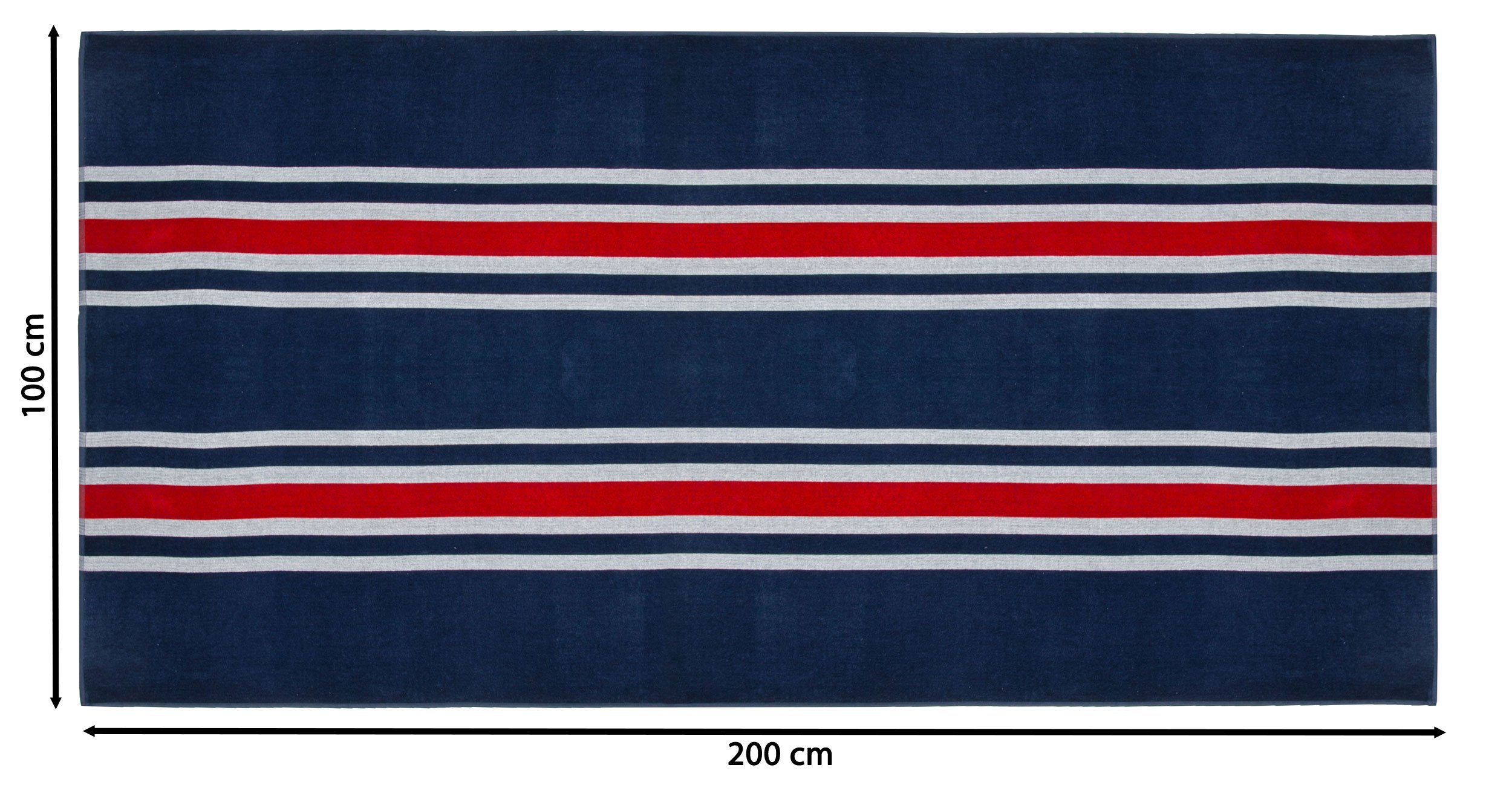 ZOLLNER Strandtuch, Glattvelours (1-St), 100 100% Velours x cm, 200 aus hochwertigem Baumwolle