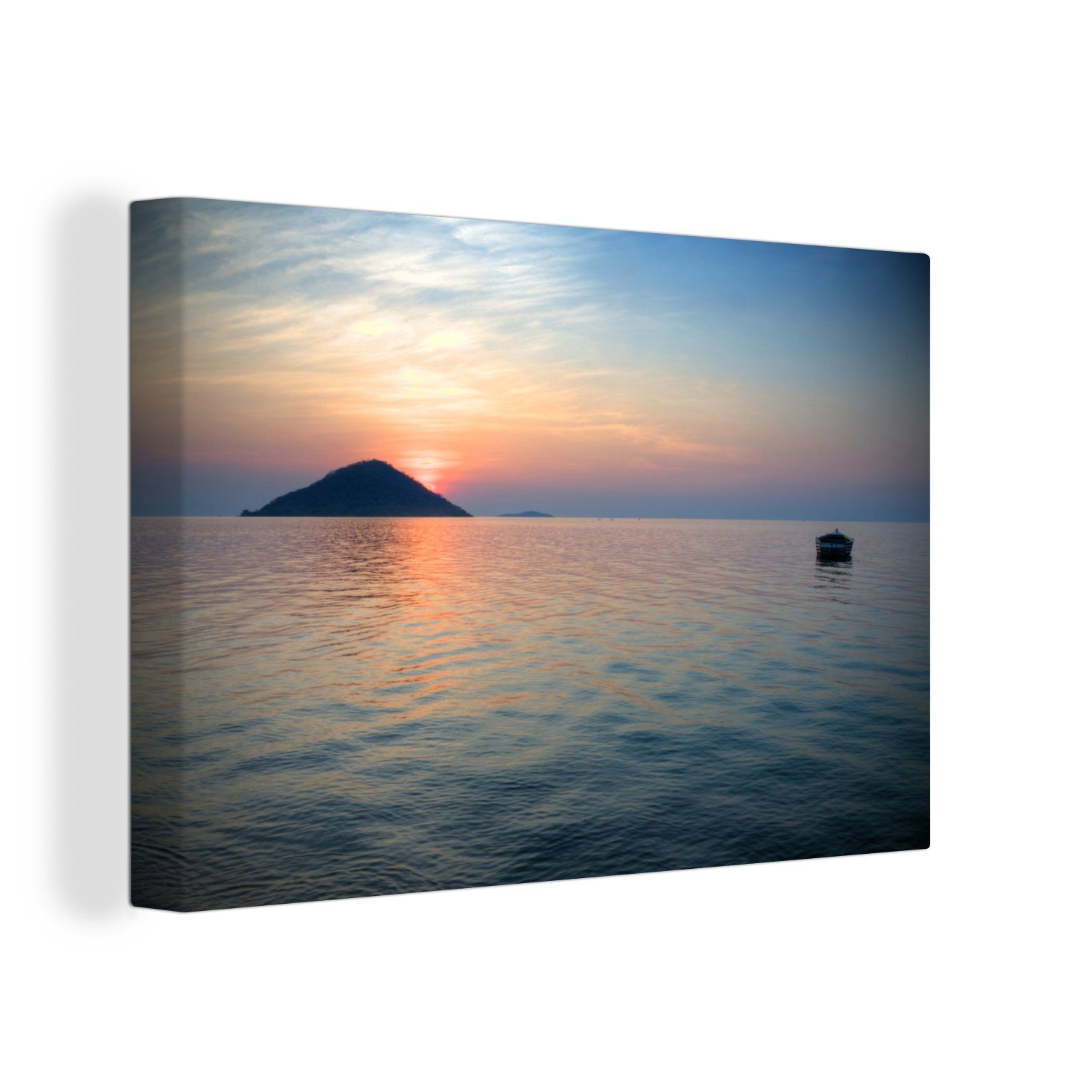 Leinwandbild Wandbild cm Afrika Wasser, St), 30x20 Aufhängefertig, (1 Wanddeko, OneMillionCanvasses® - - Leinwandbilder, Sonnenuntergang