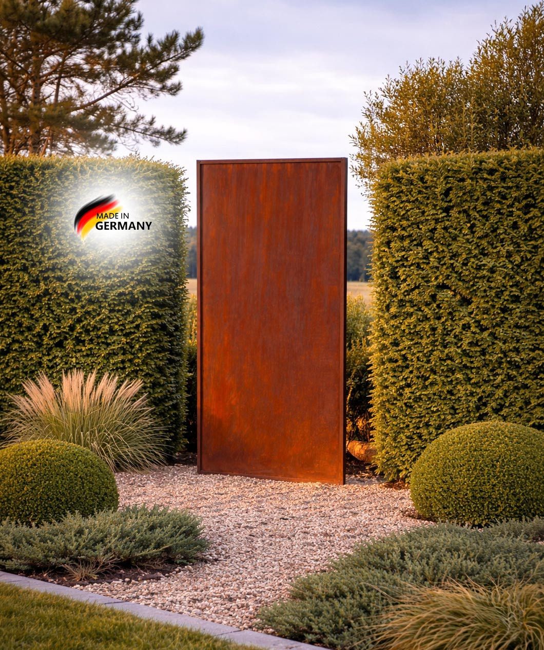 BADEKO Sichtschutzelement Sichtschutz Paravent Lenka 200x100cm aus Edelrost in Cortenstahloptik