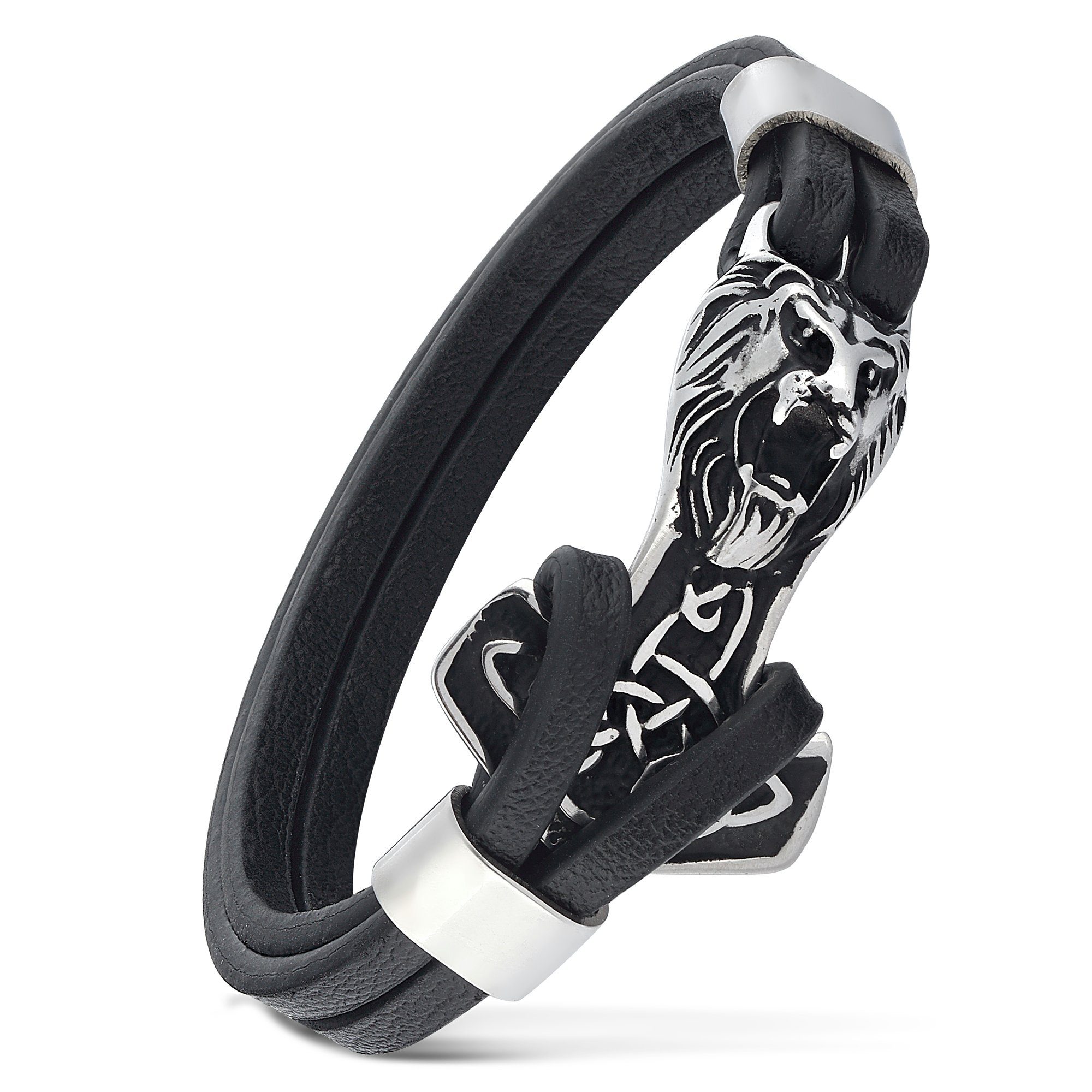 NAHLE Lederarmband Leder Armband Löwe Herren Armband (inkl. Schmuckbox), aus Echtleder. Reduzierter Preis € 34,95. Unverbindliche Preisempfehlung € 69,95