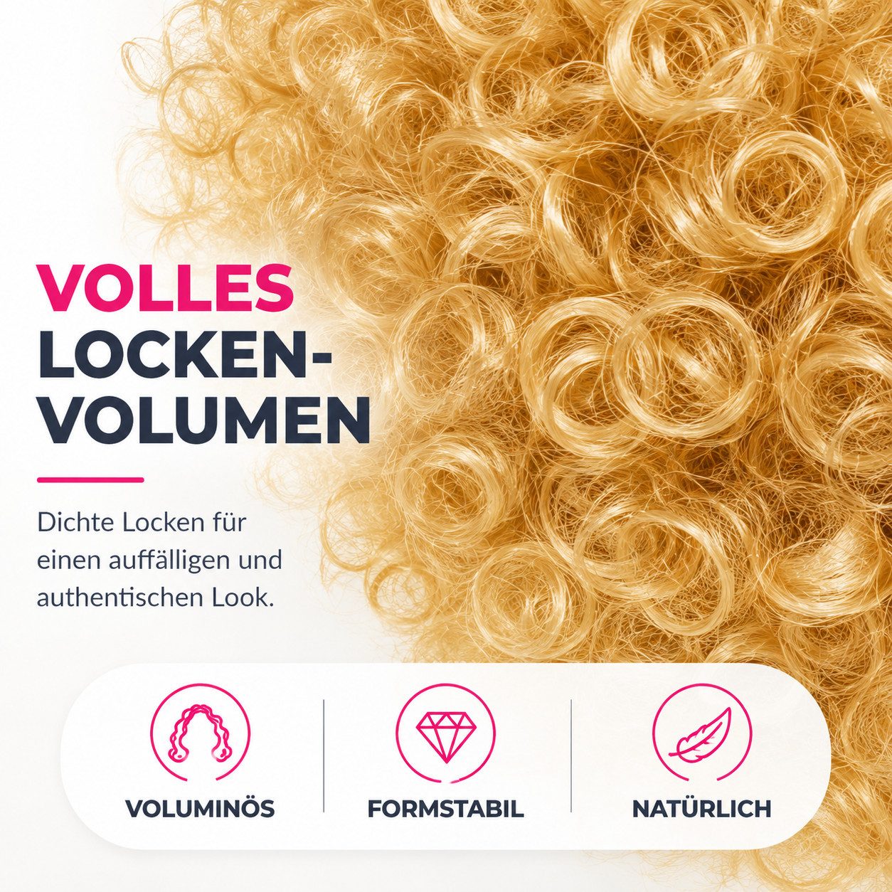 TK Gruppe Kostüm-Perücke Afro Lockenkopf Perücke Wig Kostüm– für Fasching & Karneval