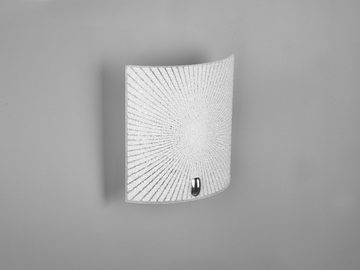 meineWunschleuchte LED Wandleuchte, LED wechselbar, Warmweiß, innen flach Lampenschirme Milch-glas mit Silber Design, Höhe 22cm