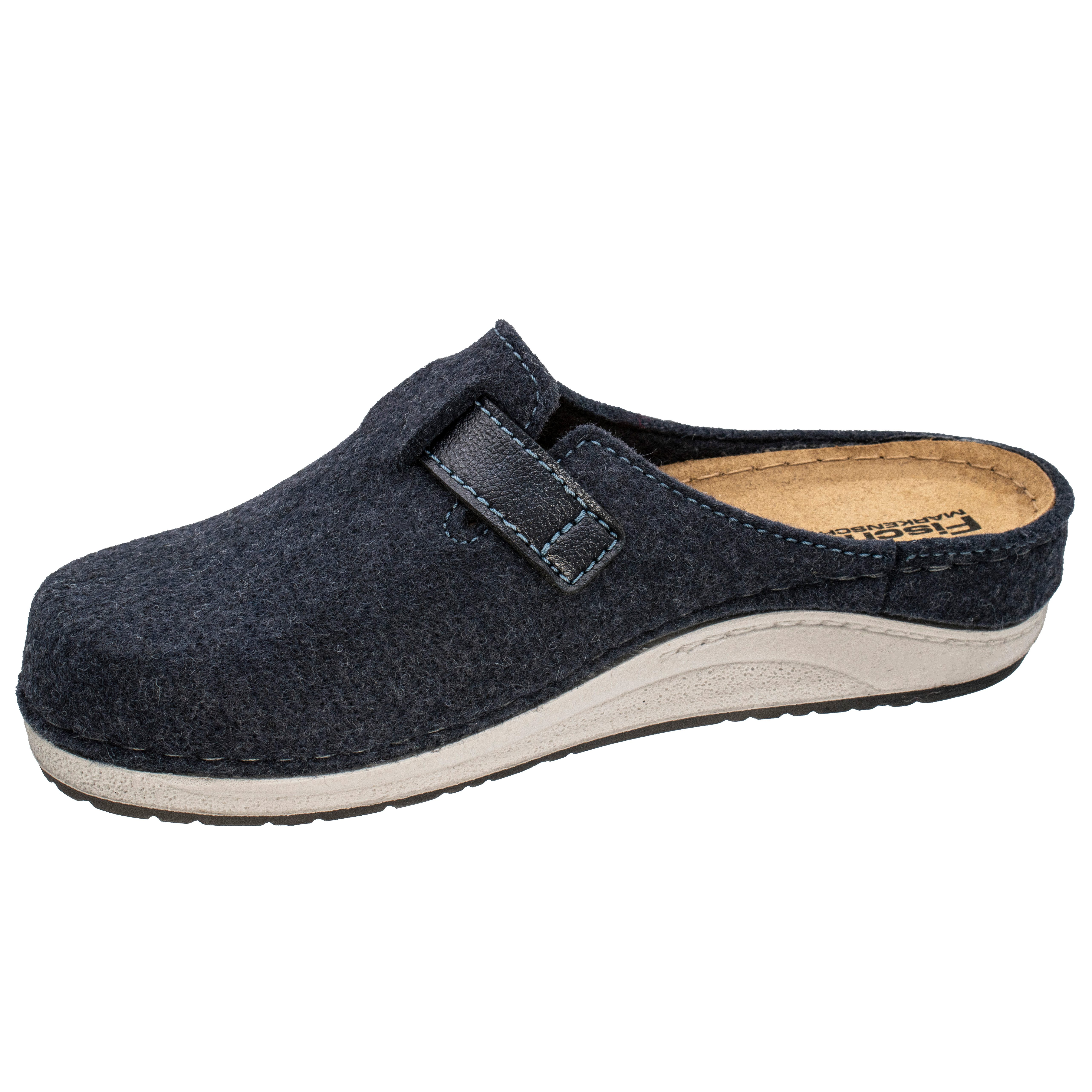 Fischer-Markenschuh Jessica Pantoffel aus recycletm PET Filz, Weite G, mit leicht gepolstertem Lederfußbett