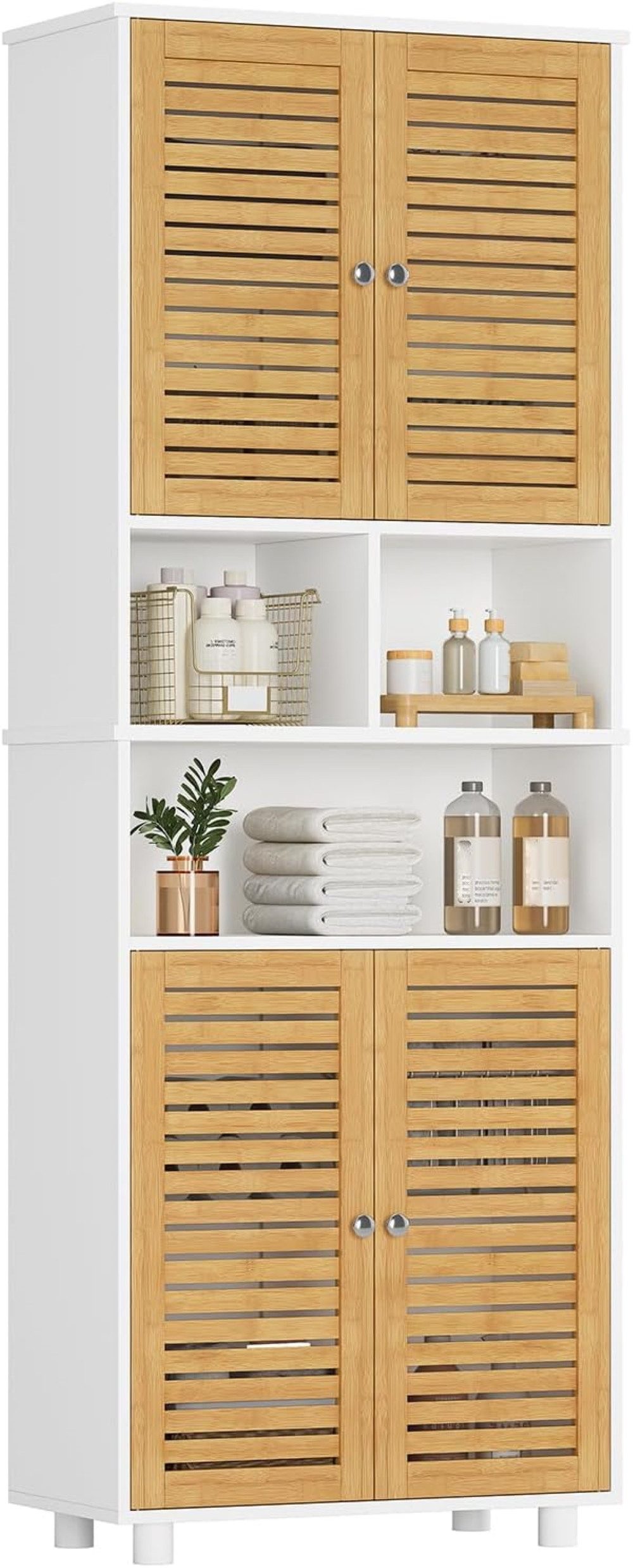 MSMASK Hochschrank Badezimmerschrank mit 3 offenen Fächern und verstellbare günstig online kaufen