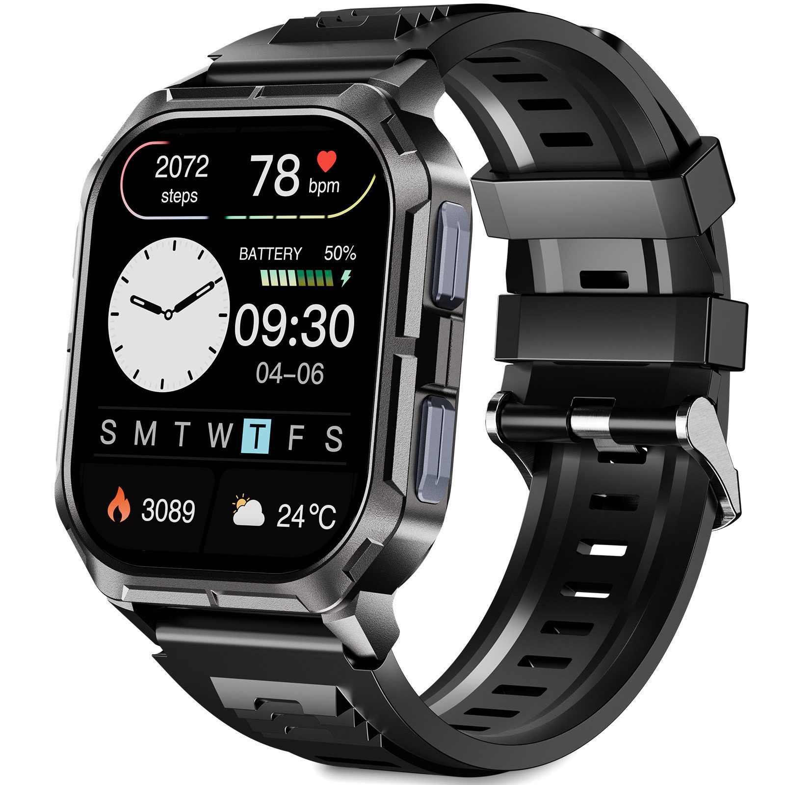 Sytifro Smartwatch Herren, Neue Fitness Tracker Uhr, 350mAh (6 Tage), AMOLED Smartwatch, IP68 Wasserdicht Fitness Uhr mit 120+ Sportmodi, Fitness Tracker mit 24/7 Herzfrequenz/SpO2/Schlafmonitor/Schrittzähler, Bluetooth 5.3 Uhr Herren, 350mAh Batterie, verfügbar für Android 5.0+ / iOS 9.0+