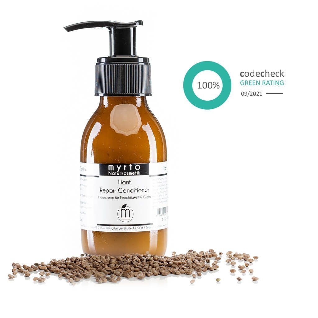 myrto Naturkosmetik Leave-in Pflege Hanf Bio Repair Conditioner-Leave-on Haarcreme vs. Haarbruch & Spliss, Leave-on, alkoholfrei, emulgatorfrei, naturreine ätherische Öle