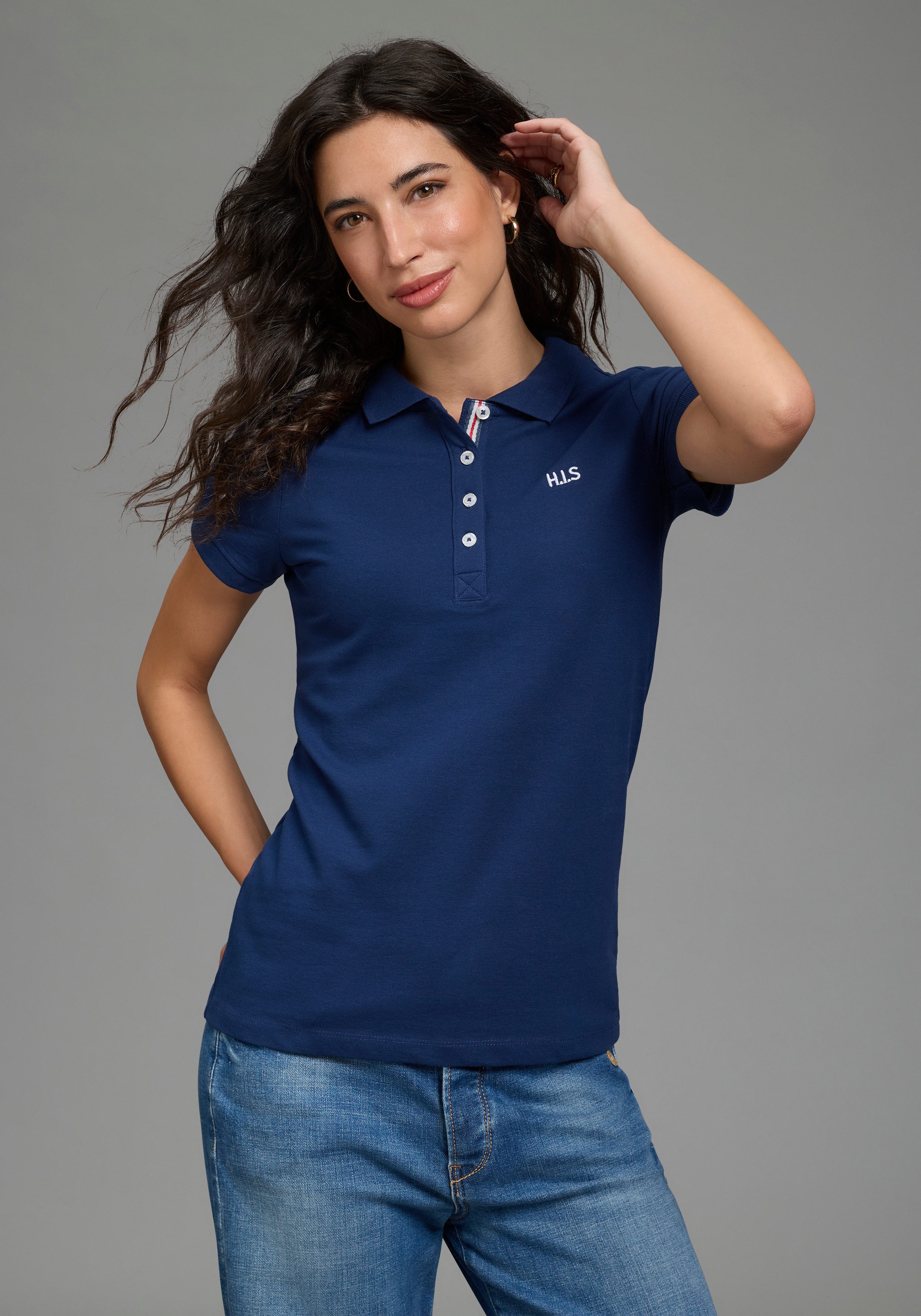 H.I.S Poloshirt (2er-Pack) Kurzarm, figurbetonte Passform, mit klassischem Polokragen