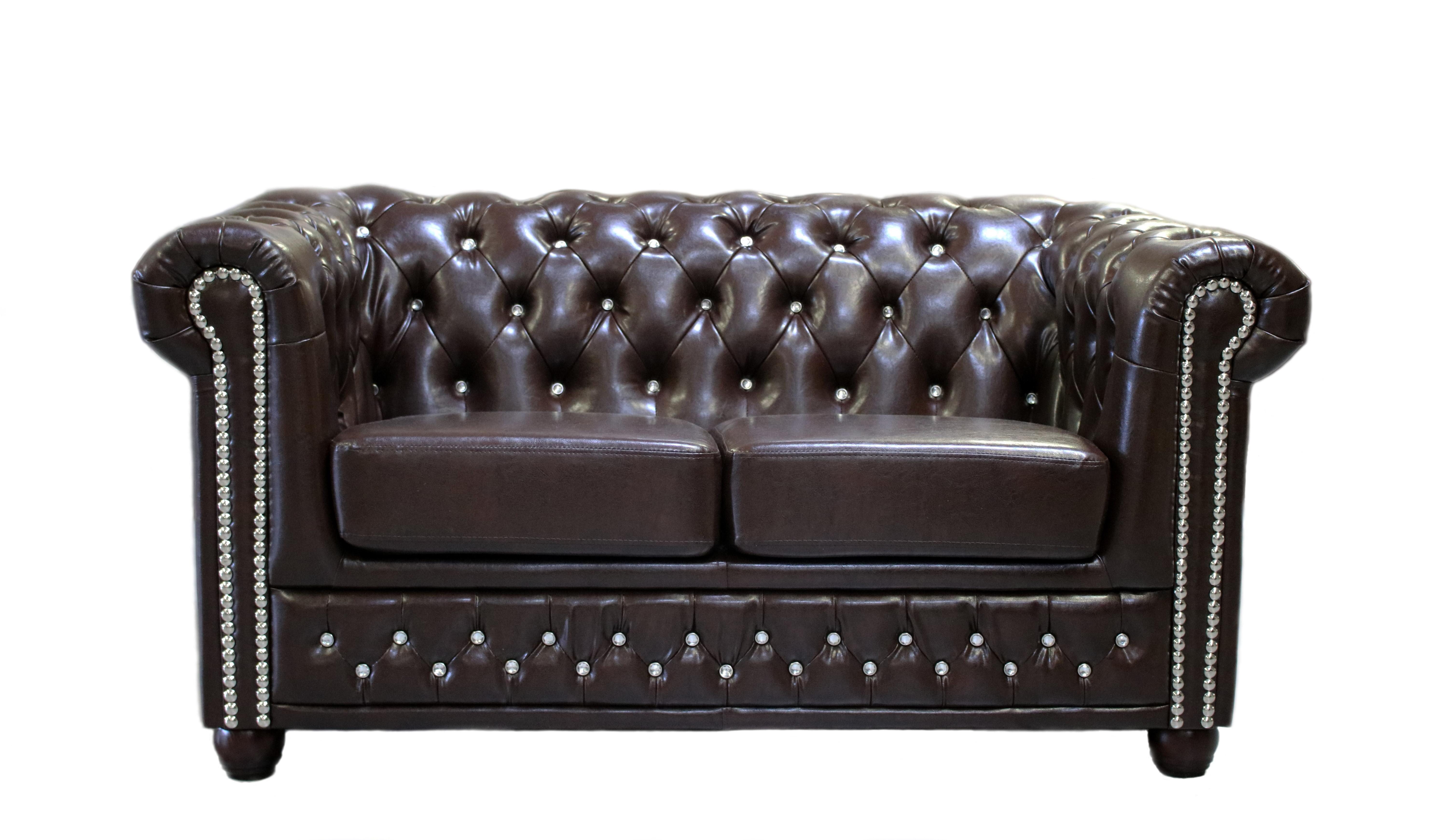 Xlmoebel Chesterfield-Sofa Neues braunes Chesterfield-Zweisitzer-Sofa aus hochwertigem Stoff, Hergestellt in Europa