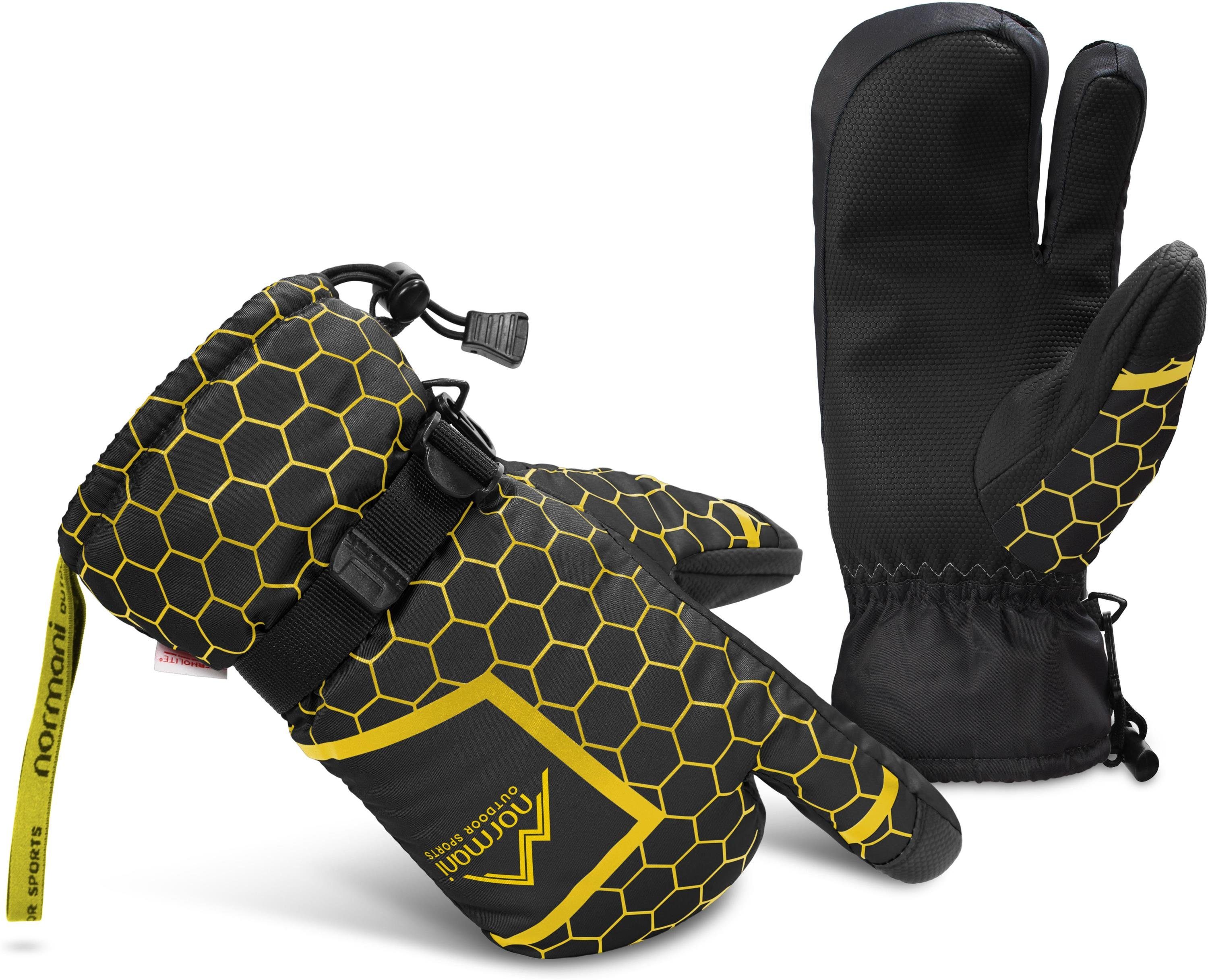 normani Skihandschuhe Winterhandschuhe Apex Thermo Winterhandschuhe - Wasserdicht - Winddicht - Atmungsaktiv - Skihandschuhe mit ComforMax Füllung Schwarz/Gelb