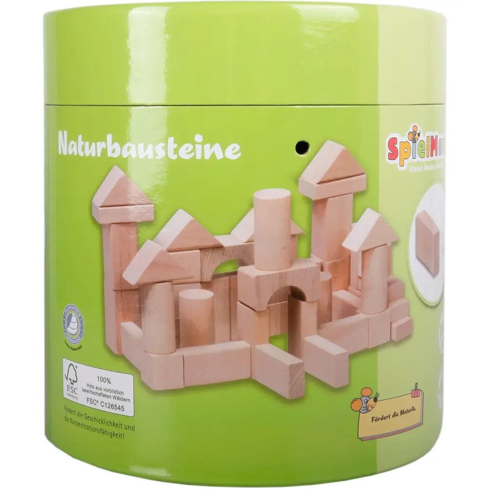 Vedes Stapelspielzeug SpielMaus Holz Naturbausteine 100 Stück, 25 mm