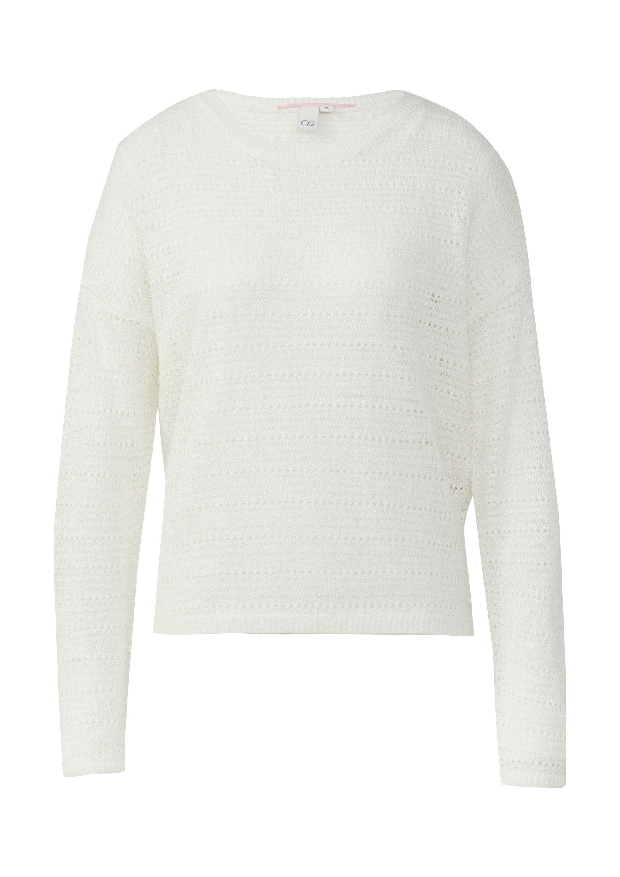 QS Longpullover Strickpullover leichter Pullover mit Ajourmuster günstig online kaufen